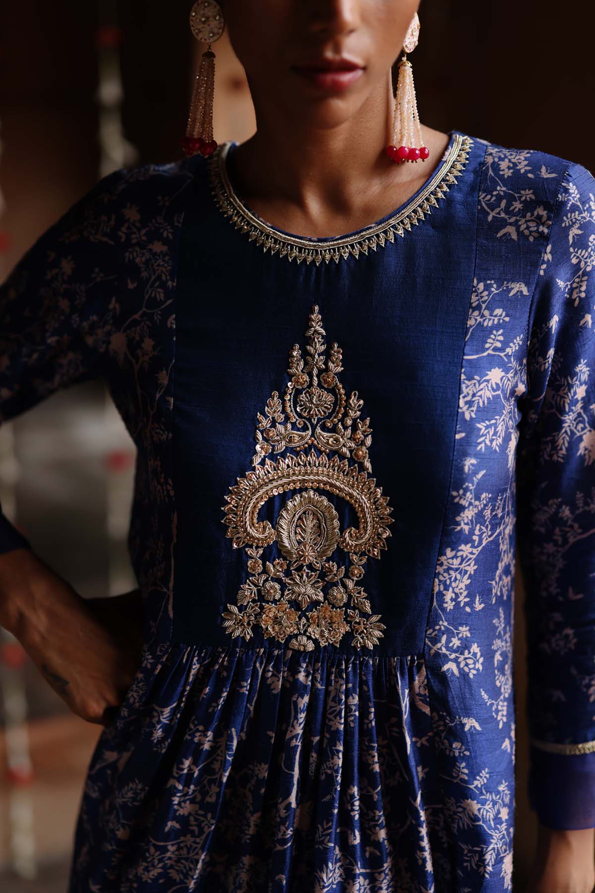 Royal Blue Print Kurta & Pants