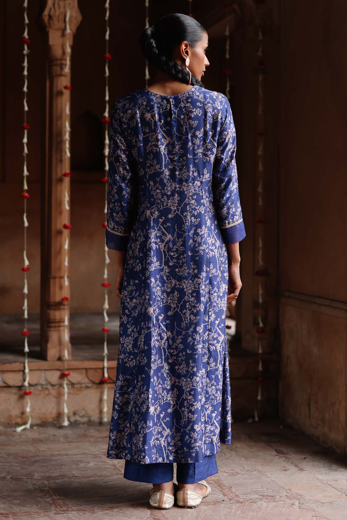 Royal Blue Print Kurta & Pants