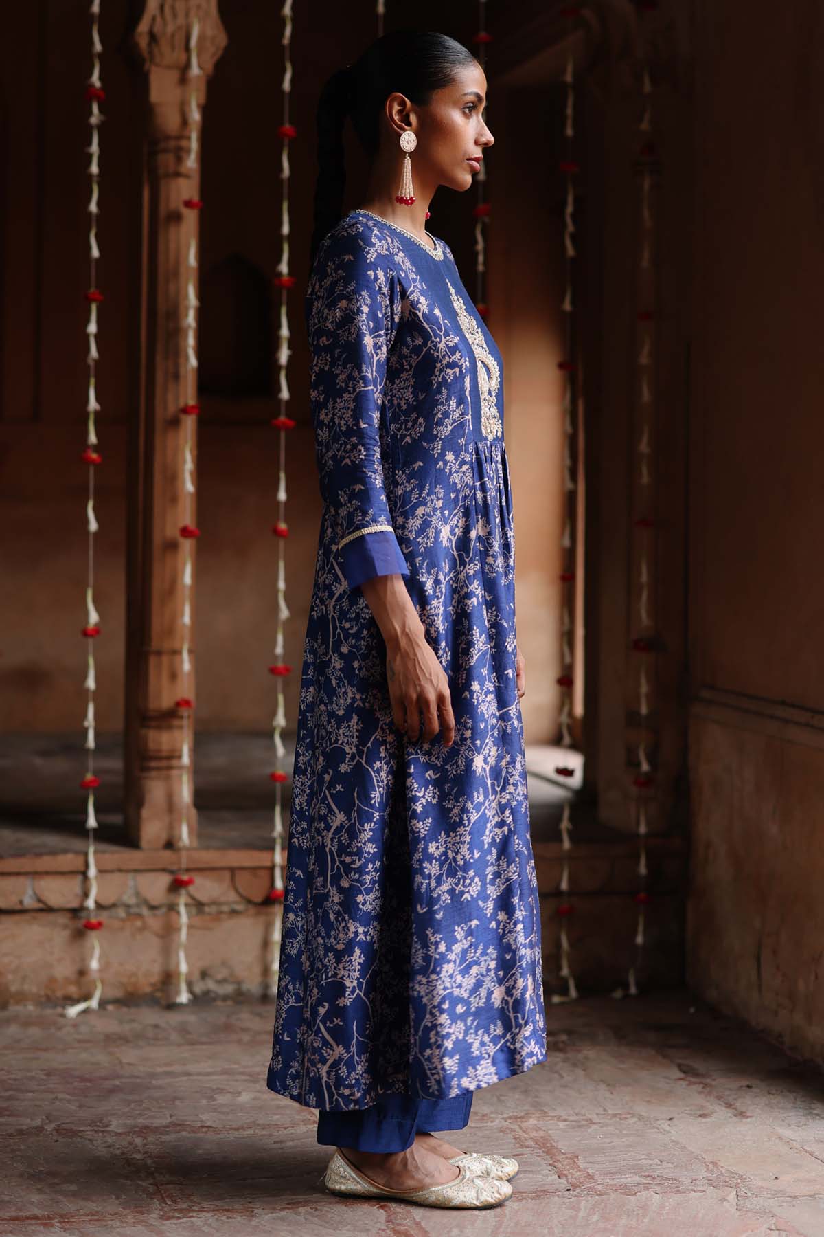Royal Blue Print Kurta & Pants