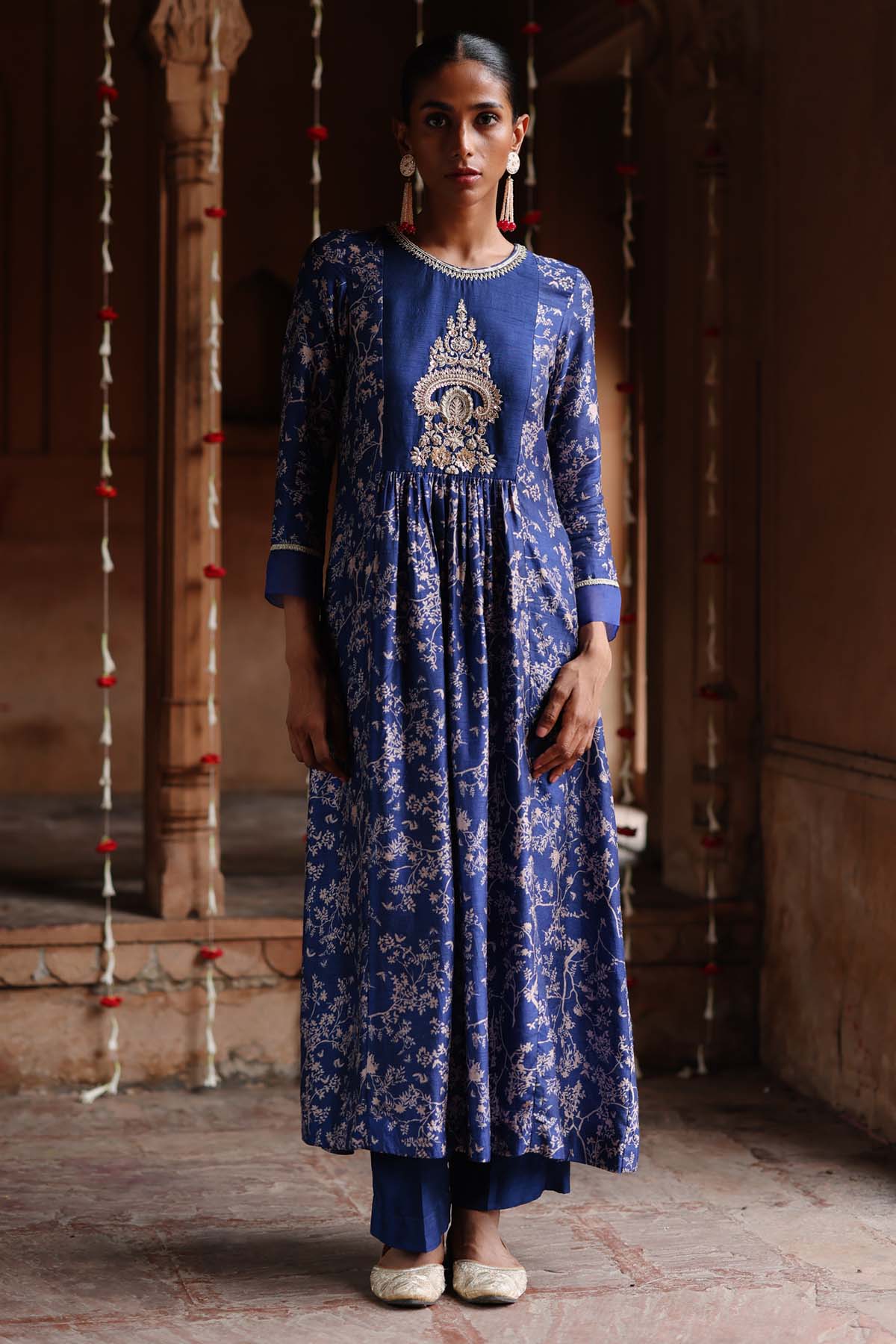 Megha Pitti Royal Blue Print Kurta & Pants for women online at ScrollnShops