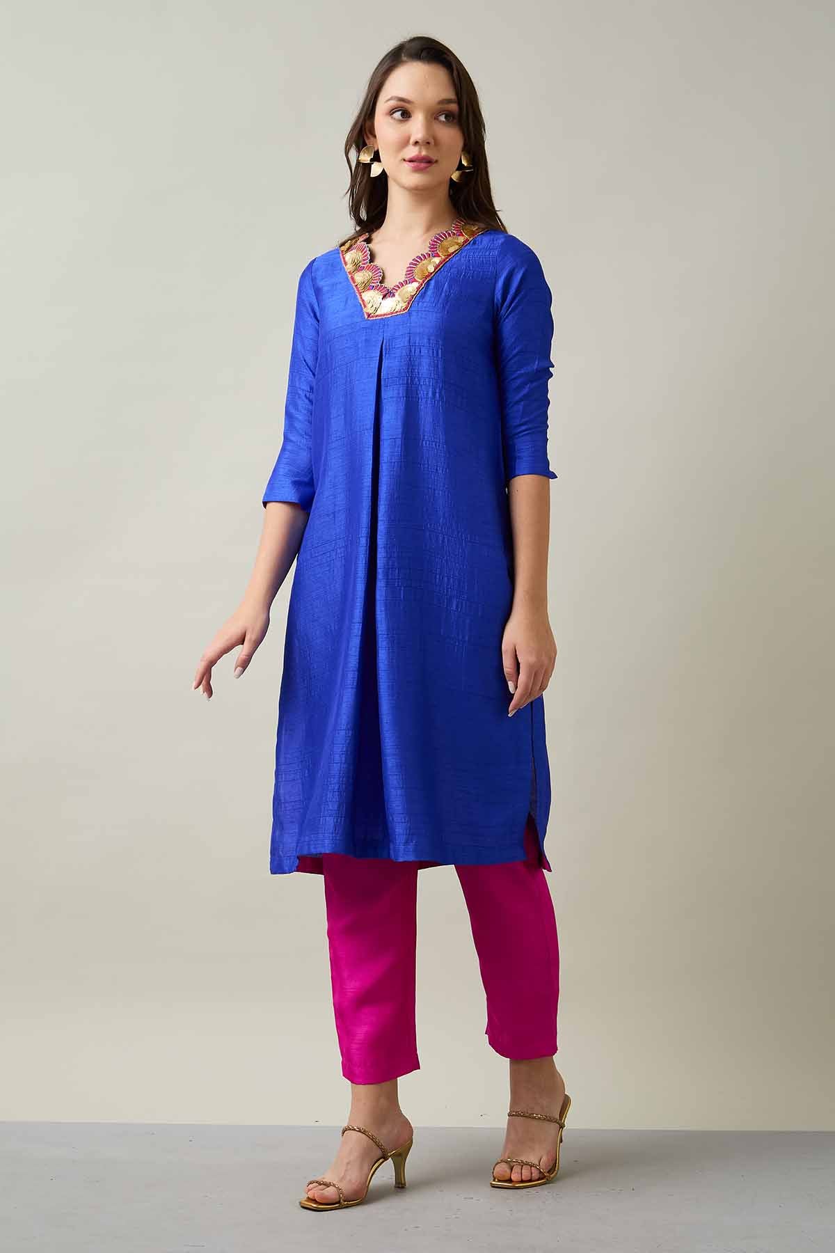 Royal Blue Silk Kurta & Pants
