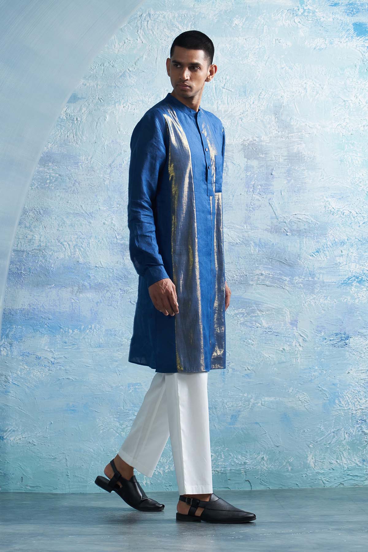 Royal Blue Stripes Kurta Set