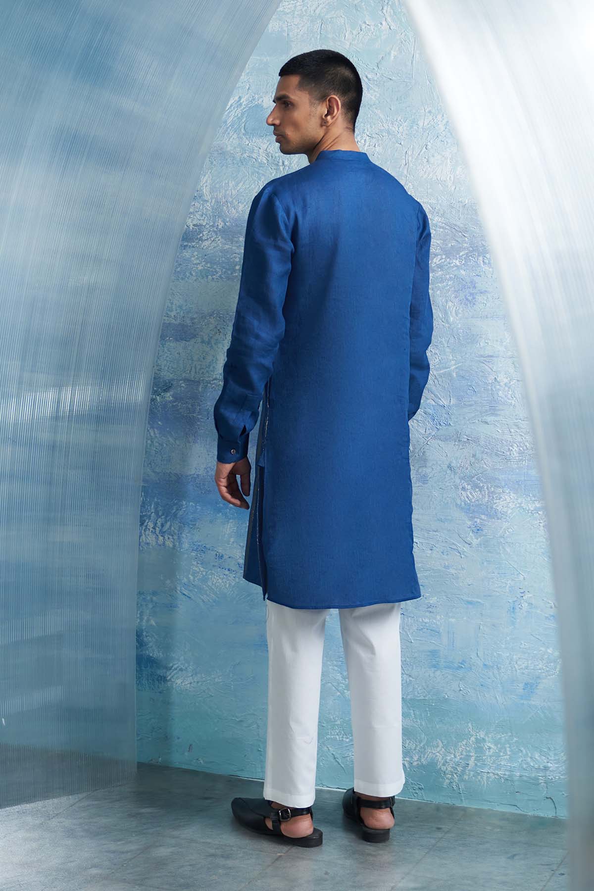 Royal Blue Stripes Kurta Set