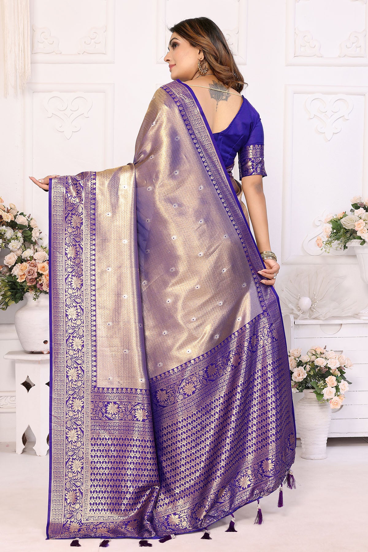 Royal Blue Tissue Silk Saree