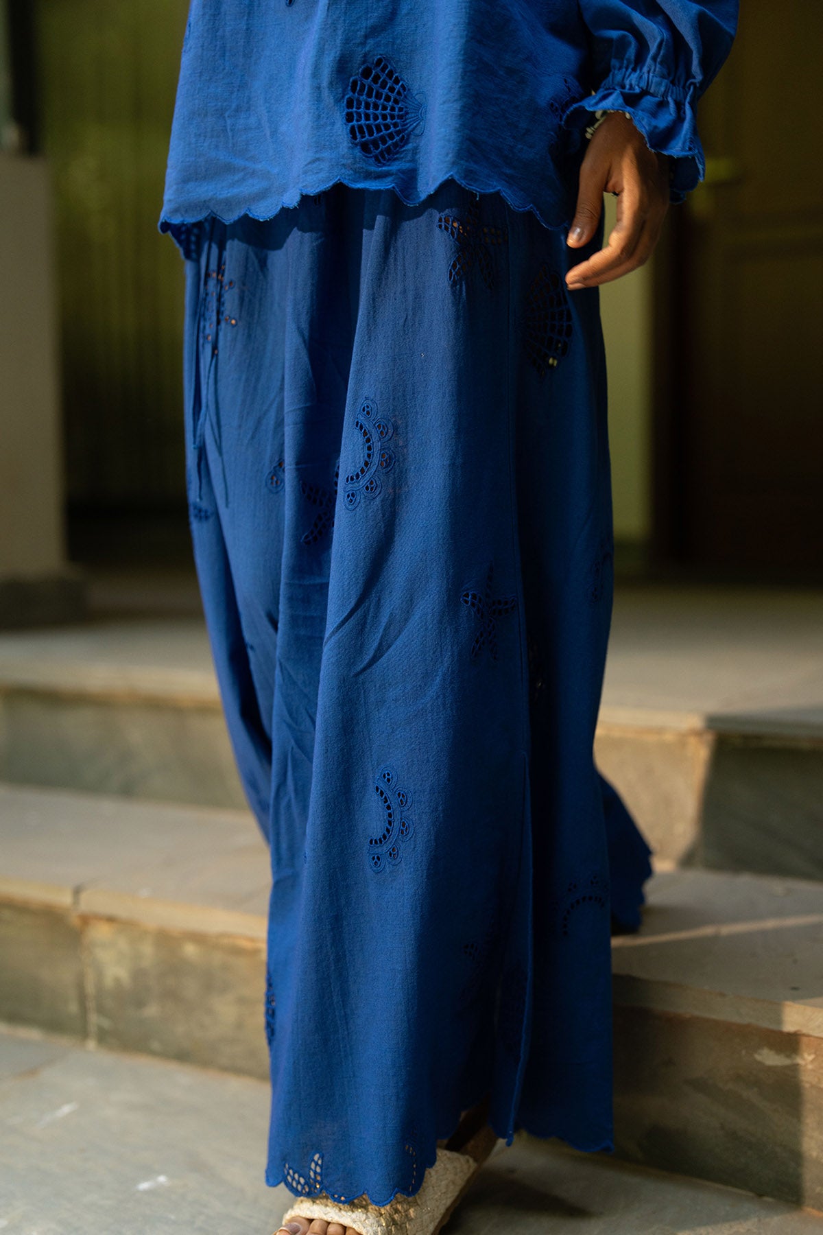 Royal Blue Yoke Scallop Pants