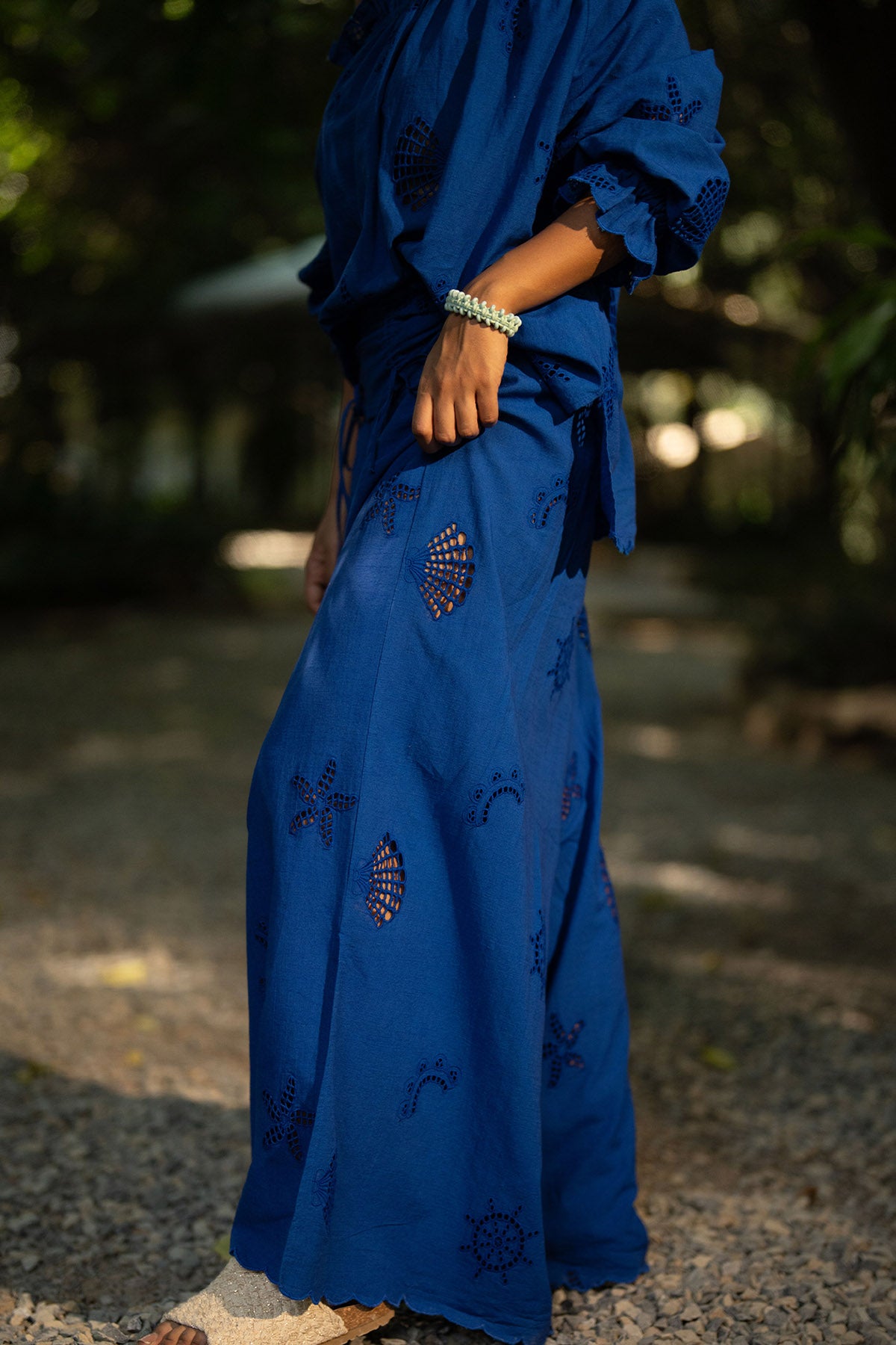 Royal Blue Yoke Scallop Pants