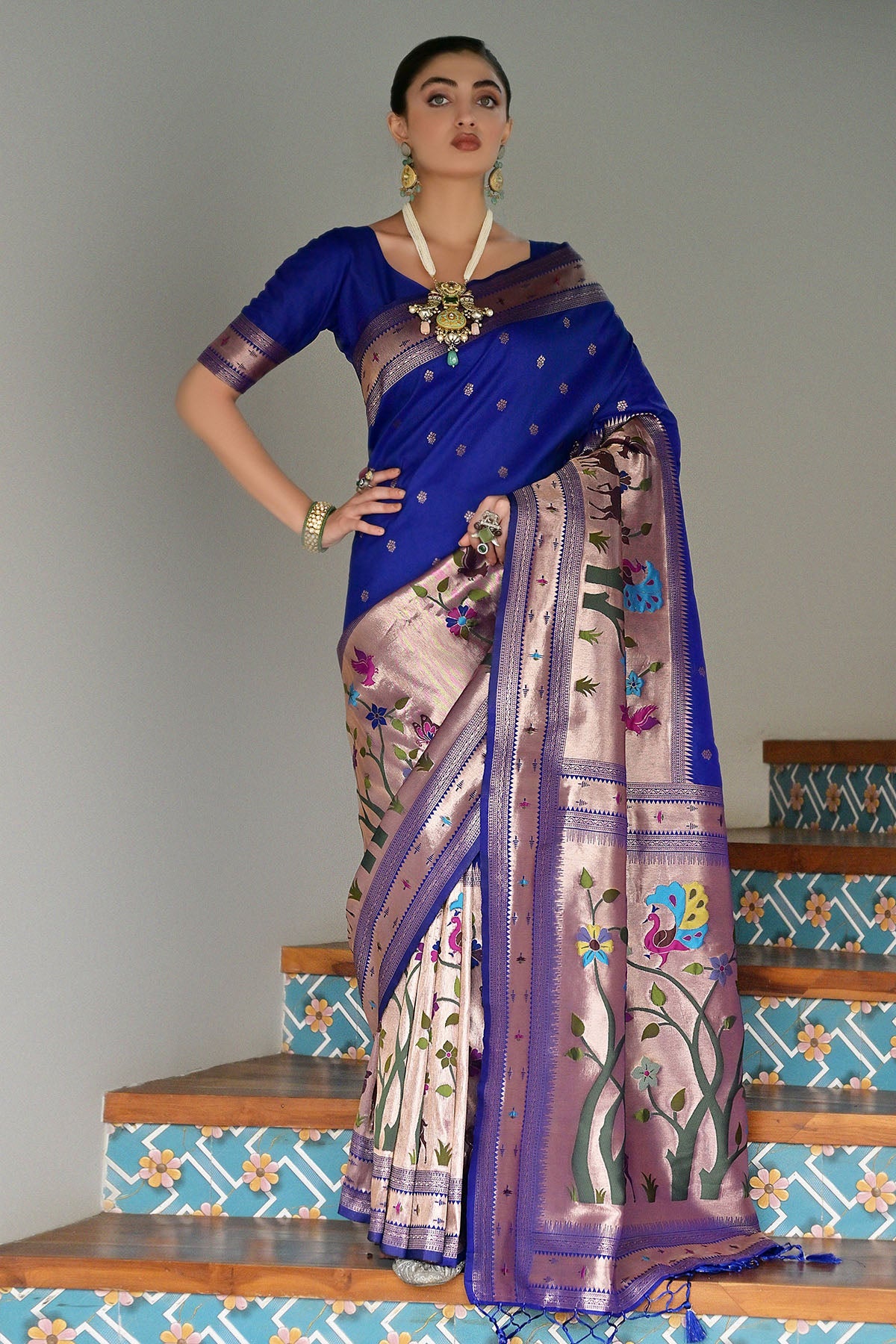 Buy Royal Paithani Silk Woven Saree for women by Lili Lala Designer online available at scrollnshops