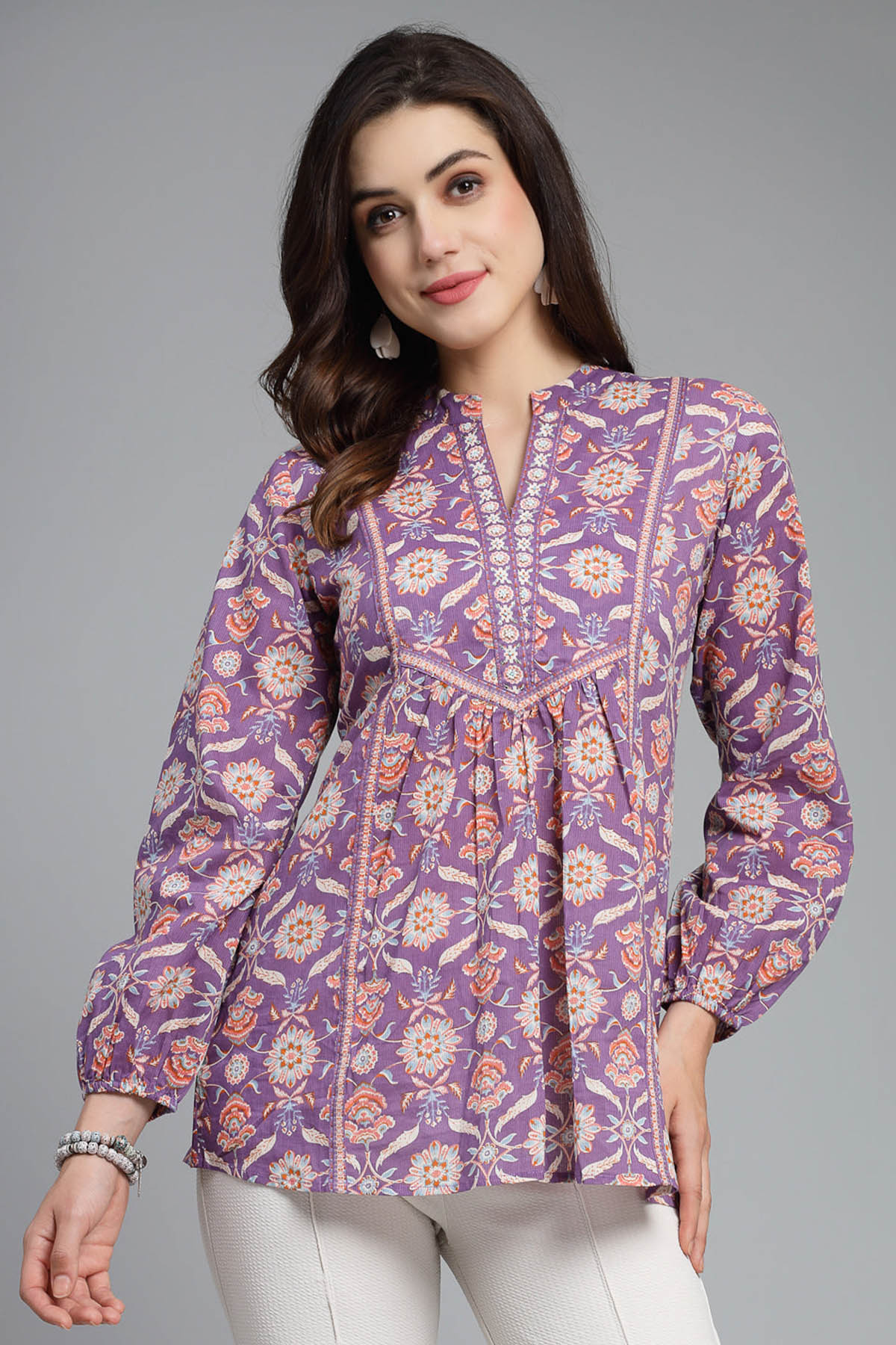 Buy Royal Purple Adda Detailed Top for Women by Qomn Designer online available at scrollnshops