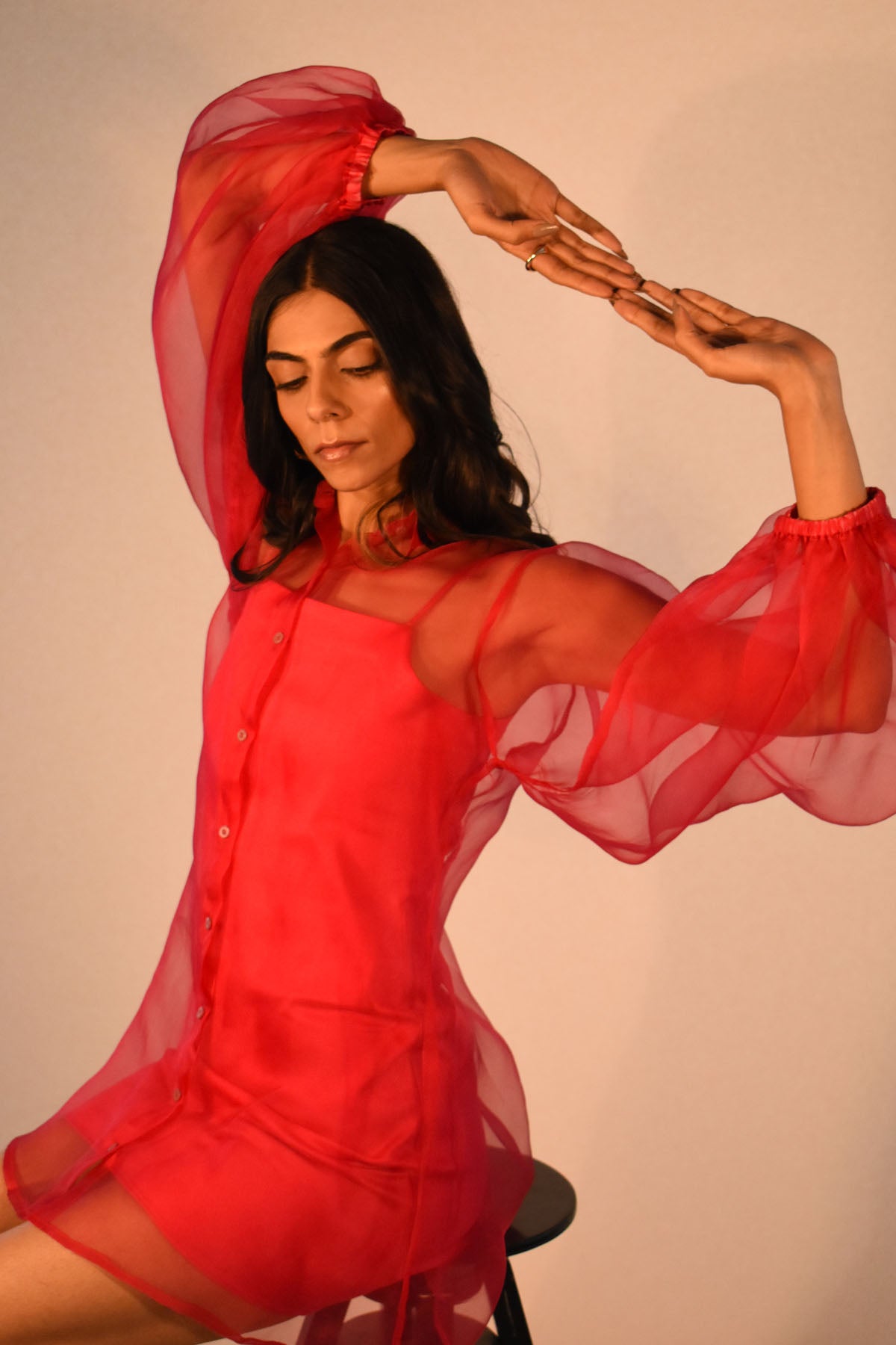 Rubine Red Organza Shirt