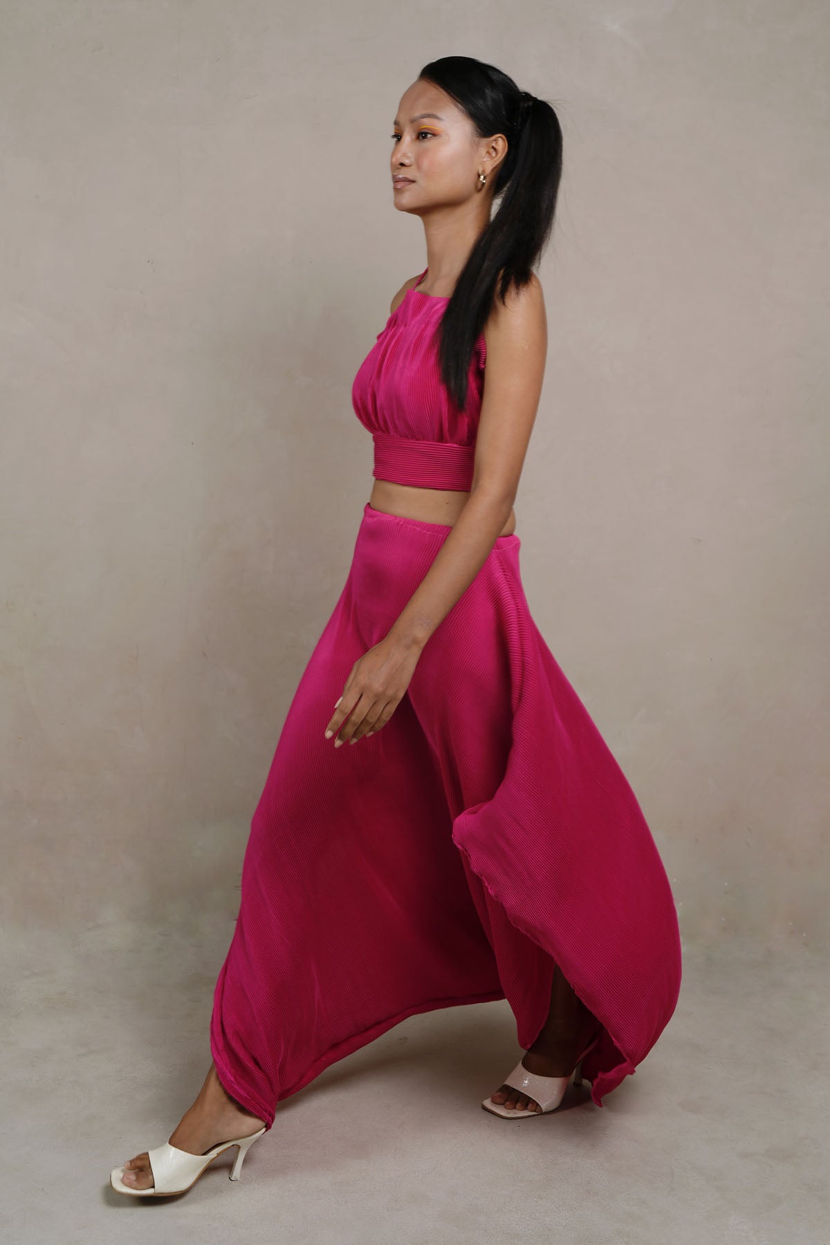 Ruby Pink Pleated Skirt