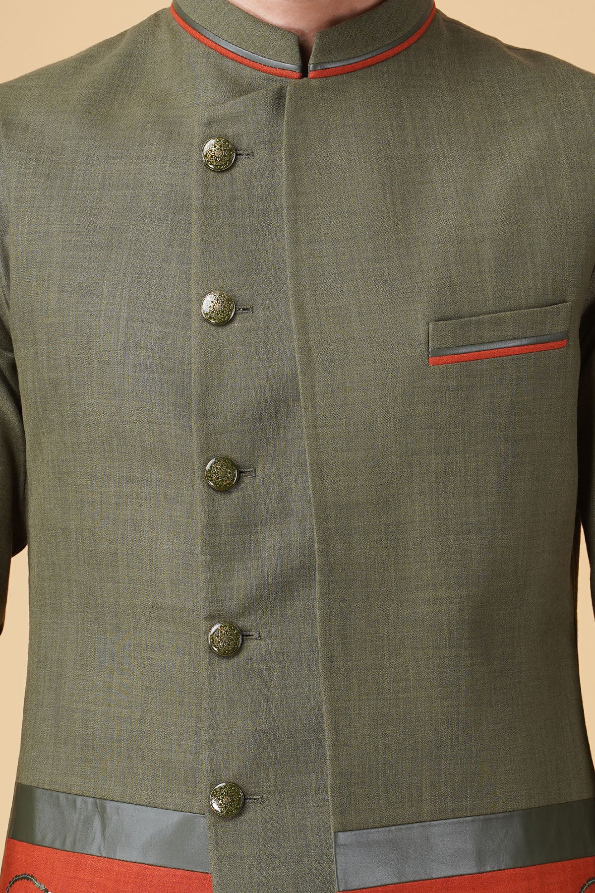 Ruby Silk Embroidered Bundi Set