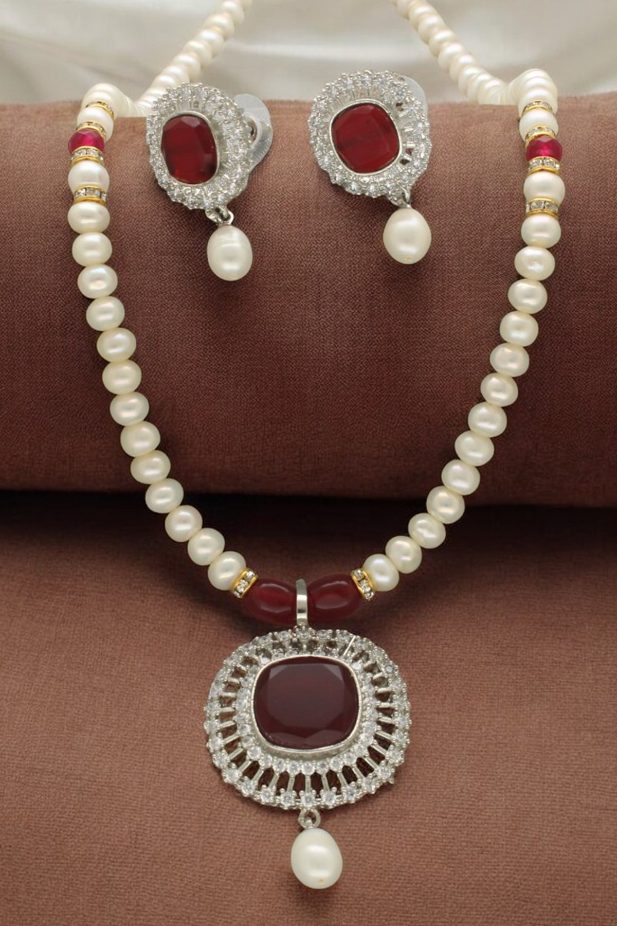Ruby Stone Necklace & Earring