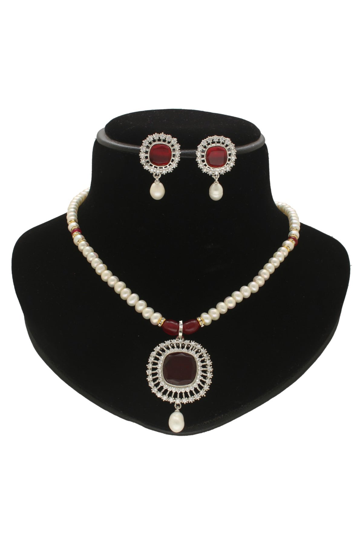Ruby Stone Necklace & Earring