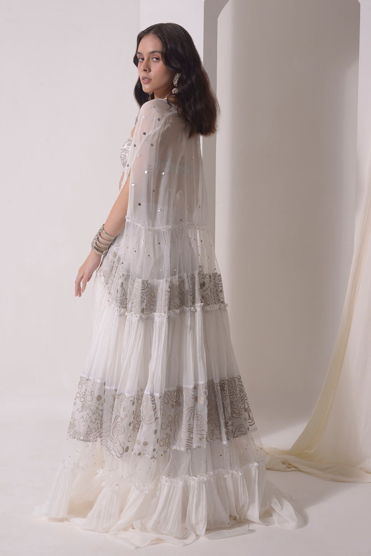 Ruched Layered Jacket & Sharara Set