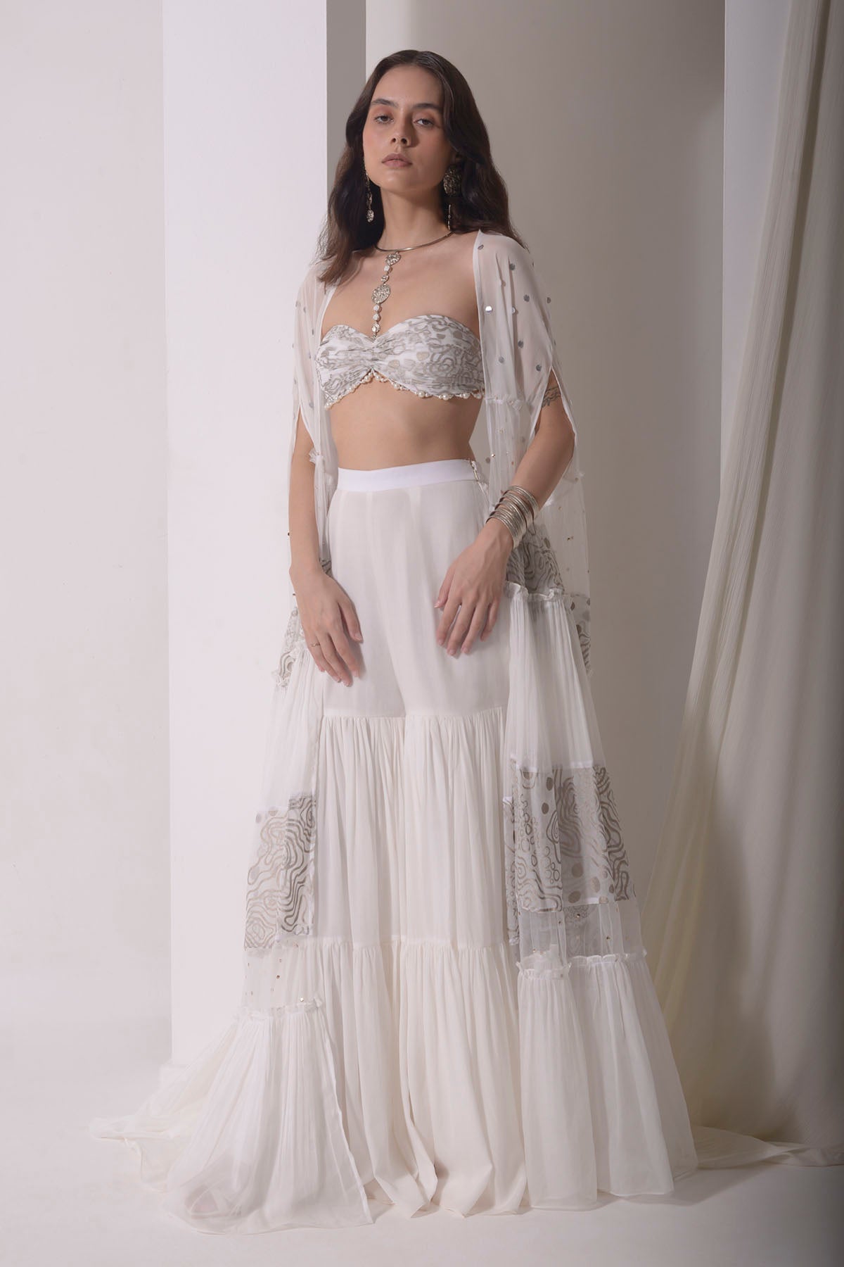 Ruched Layered Jacket & Sharara Set