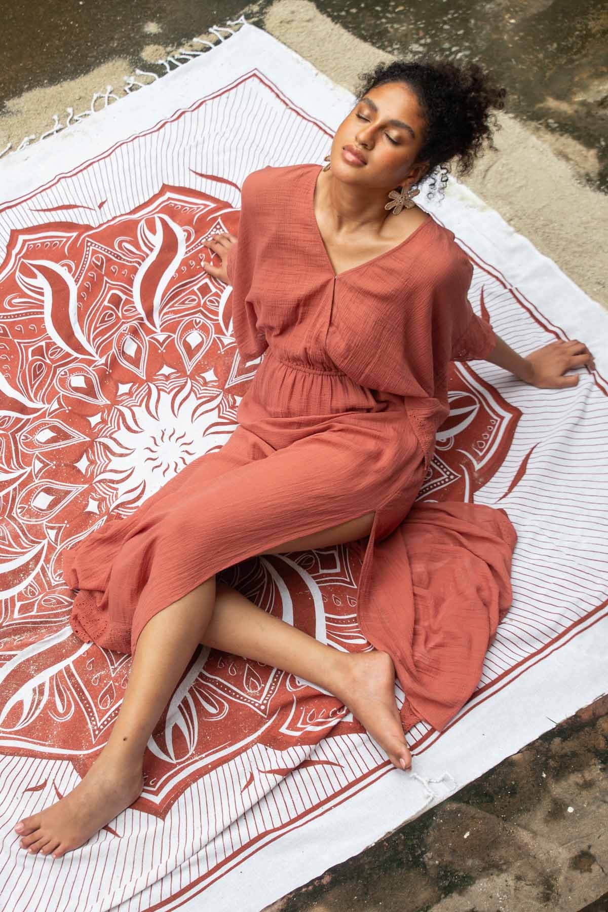 Rust Kimono Sleeve Kaftan