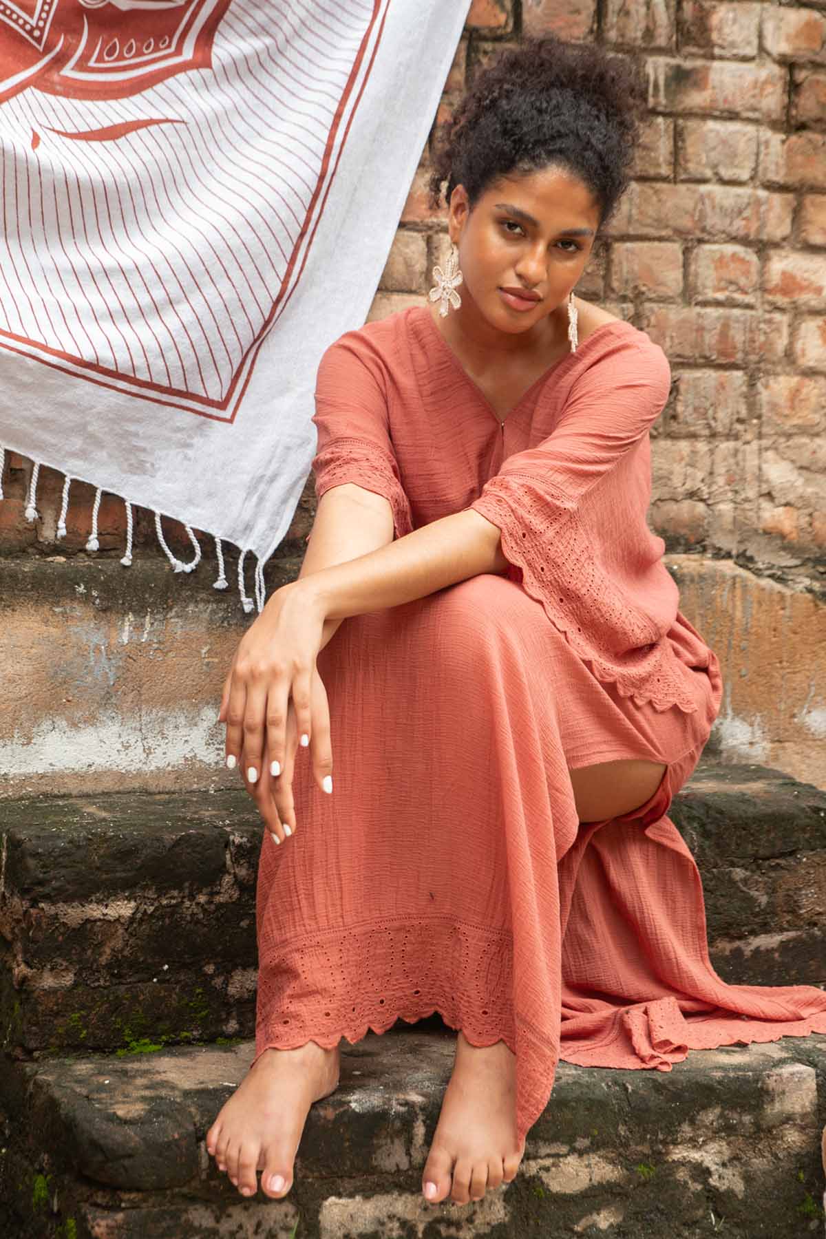 Rust Kimono Sleeve Kaftan