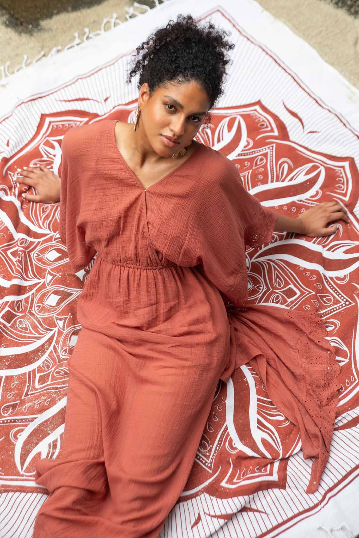 Rust Kimono Sleeve Kaftan