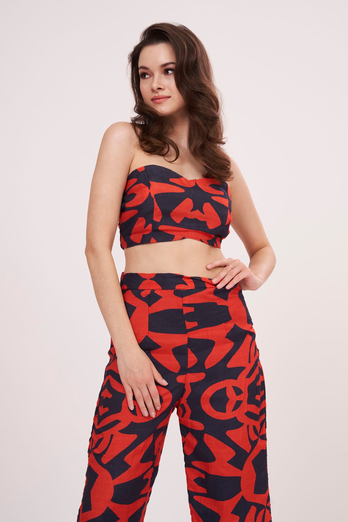 Rust Orange Abstract Print Co-ord Set