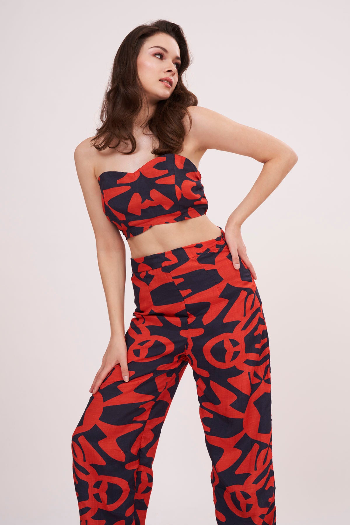 Rust Orange Abstract Print Co-ord Set