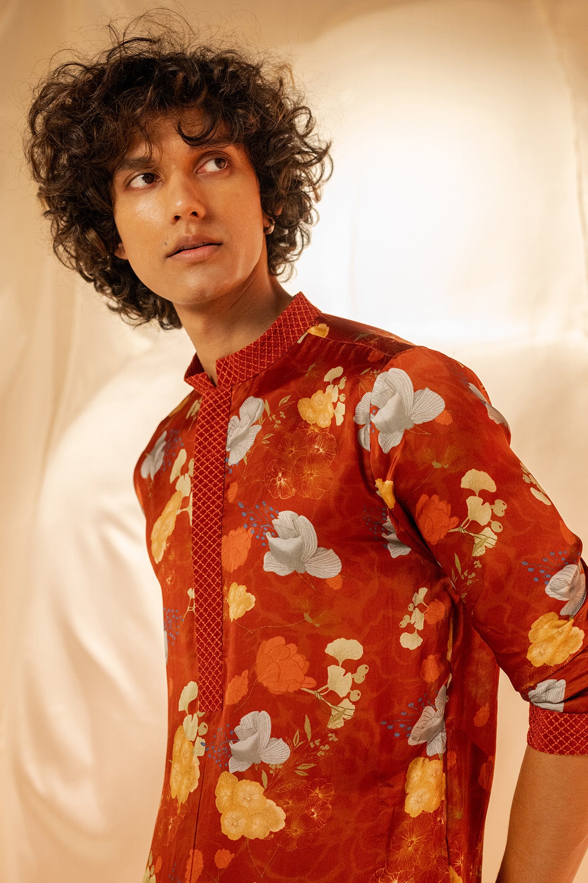 Rust Anchor Detail Printed Kurta