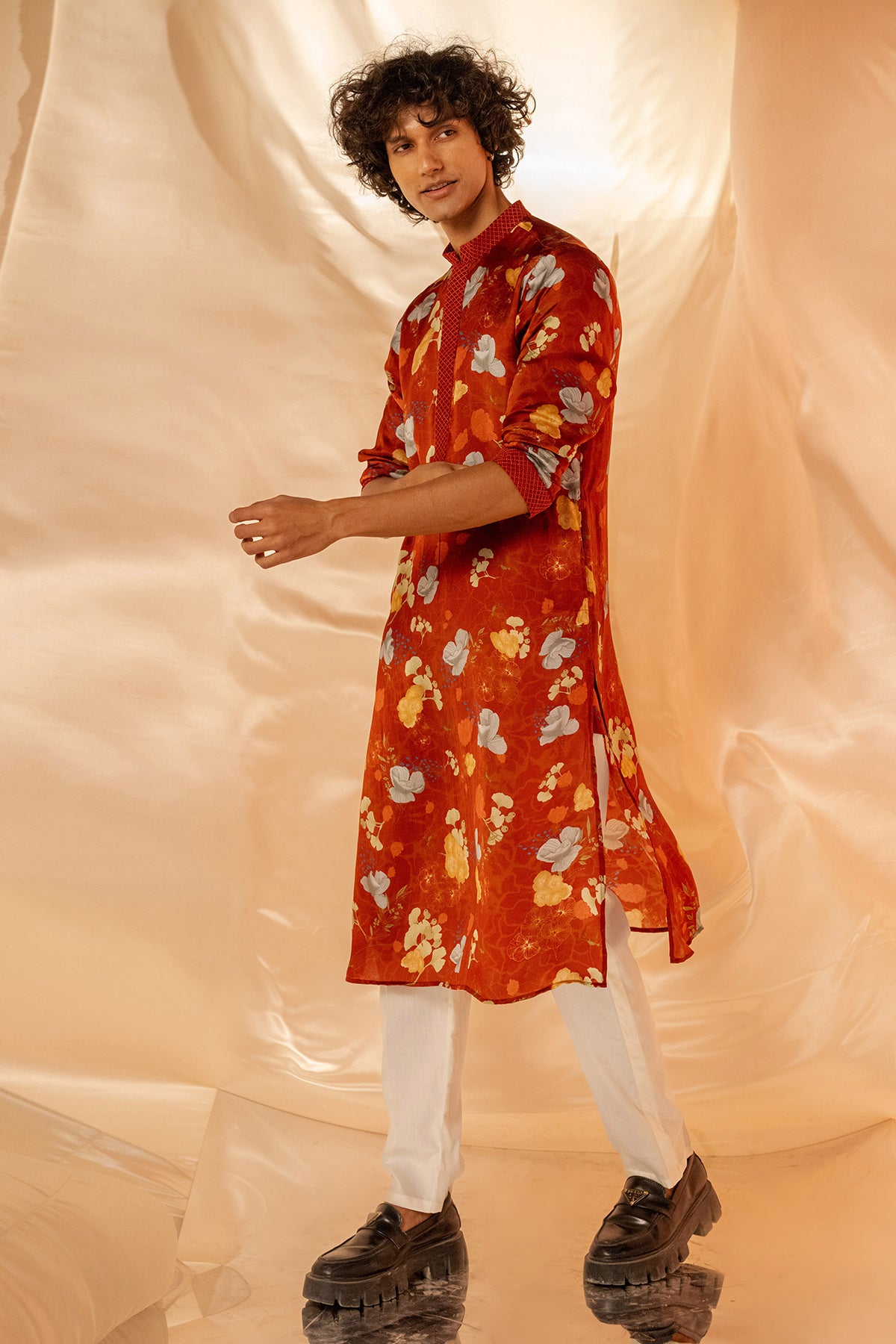 Rust Anchor Detail Printed Kurta