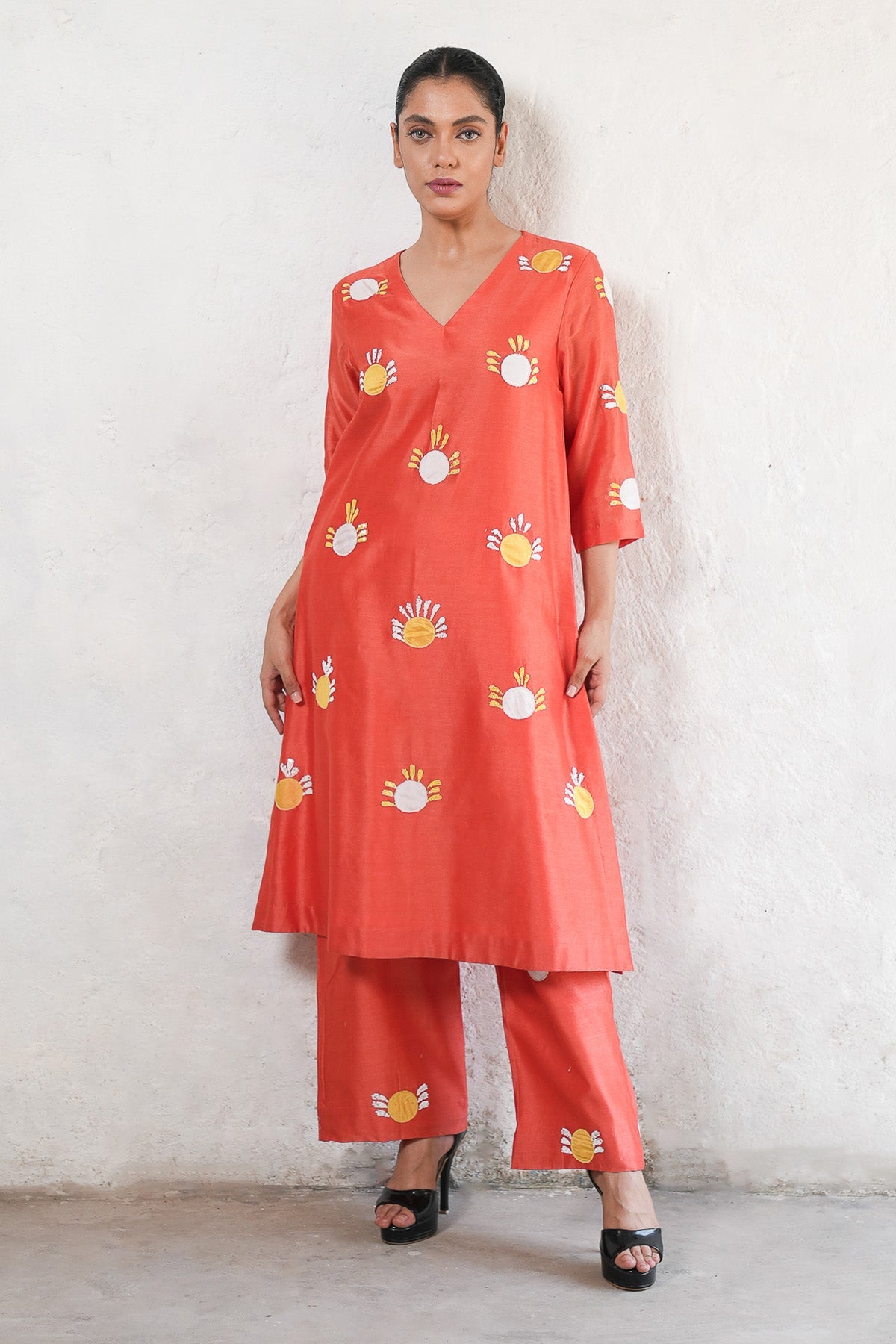 Buy Rust Applique Work Kurta Set by Saksham Neharicka for women online at ScrollnShops