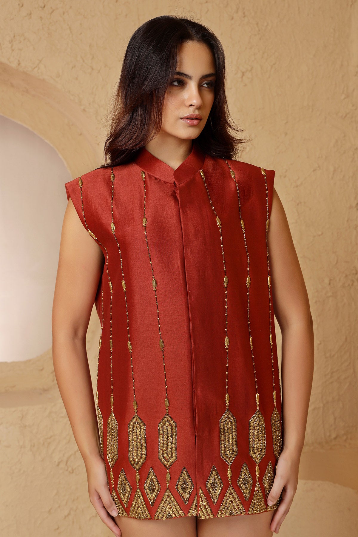 Rust Brass Embroidered Jacket