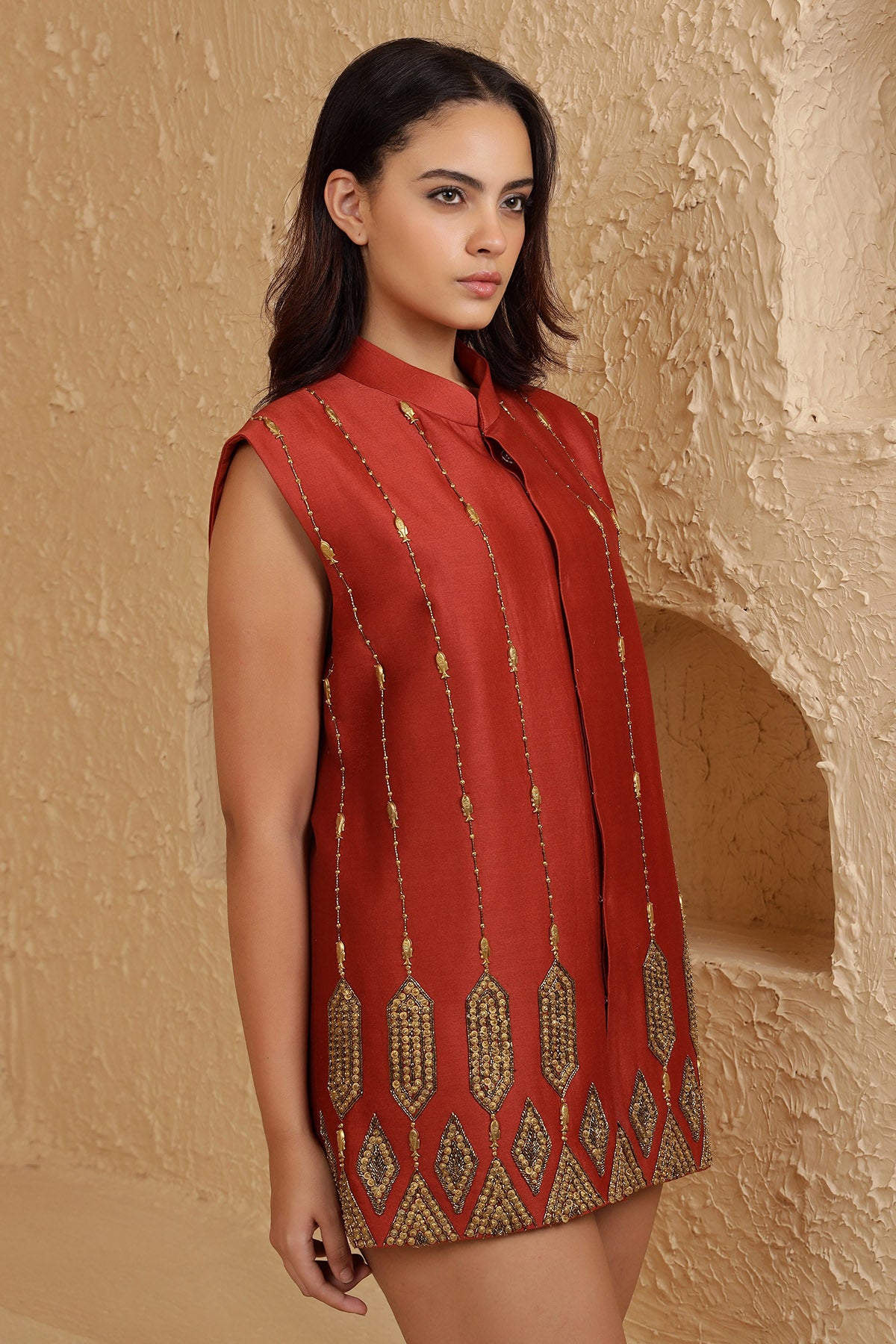 Rust Brass Embroidered Jacket