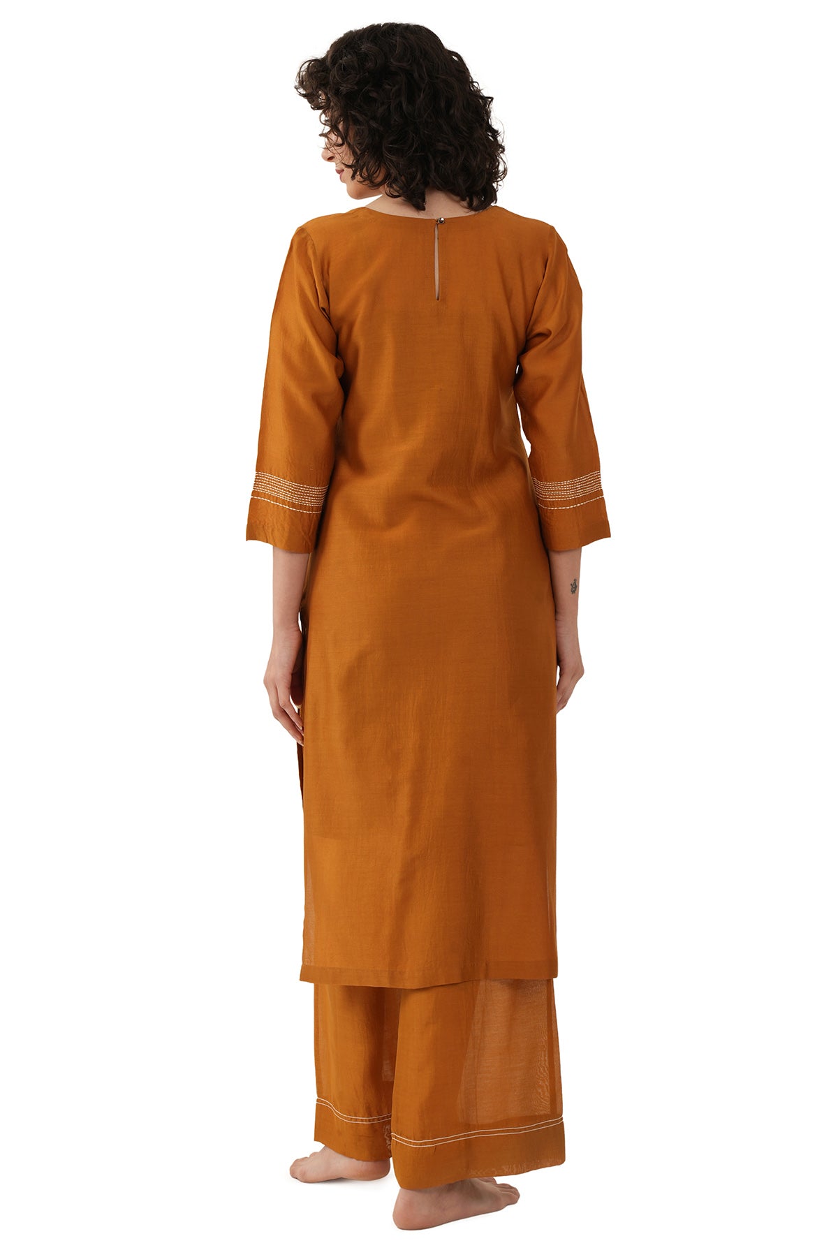Rust Chanderi Kurta And Pants