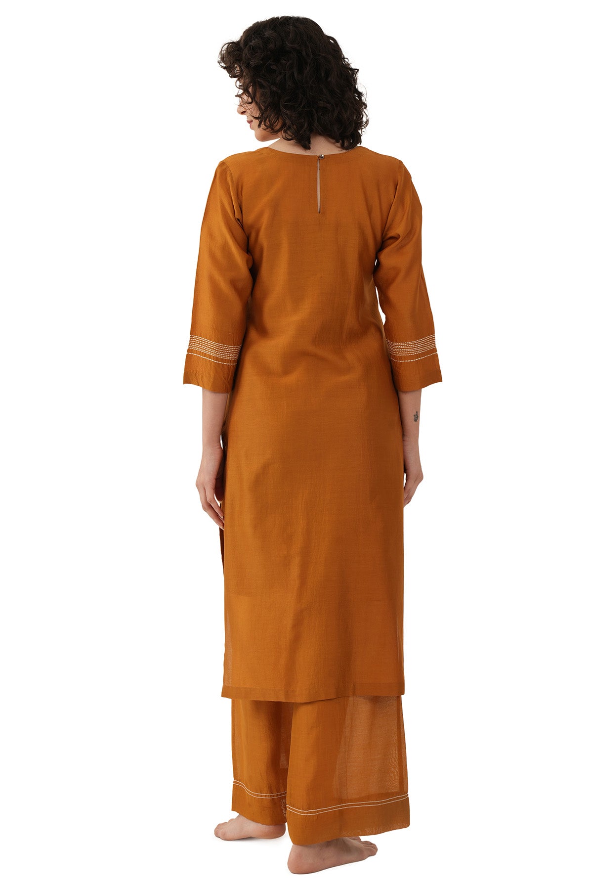 Rust Chanderi Silk Kurta Set