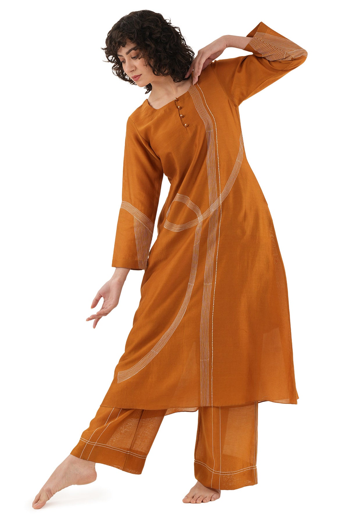 Rust Chawal Taka Kurta & Pants
