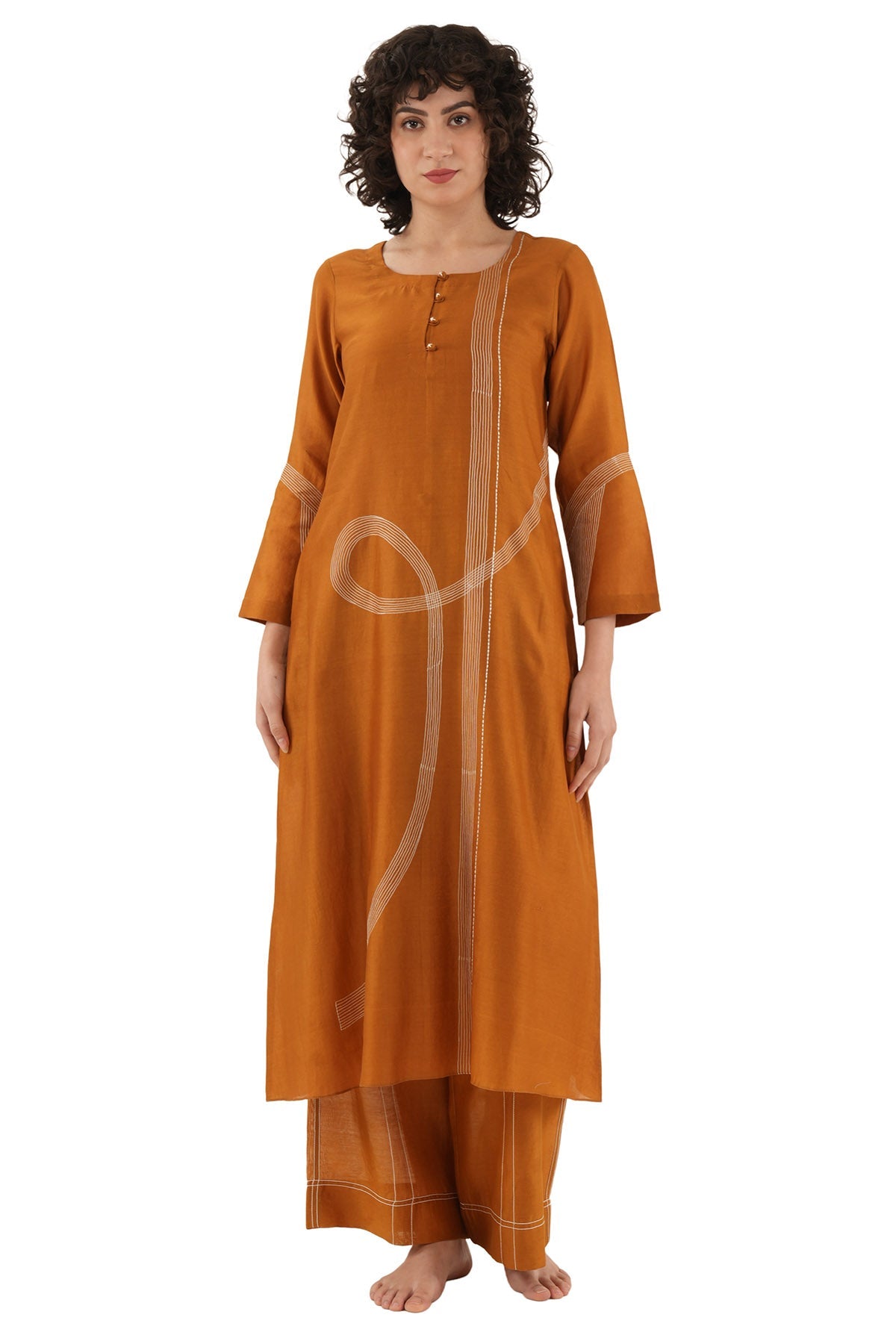 Buy Rust Chawal Taka Kurta & Pants for women by Khat Clothing online available at scrollnshops