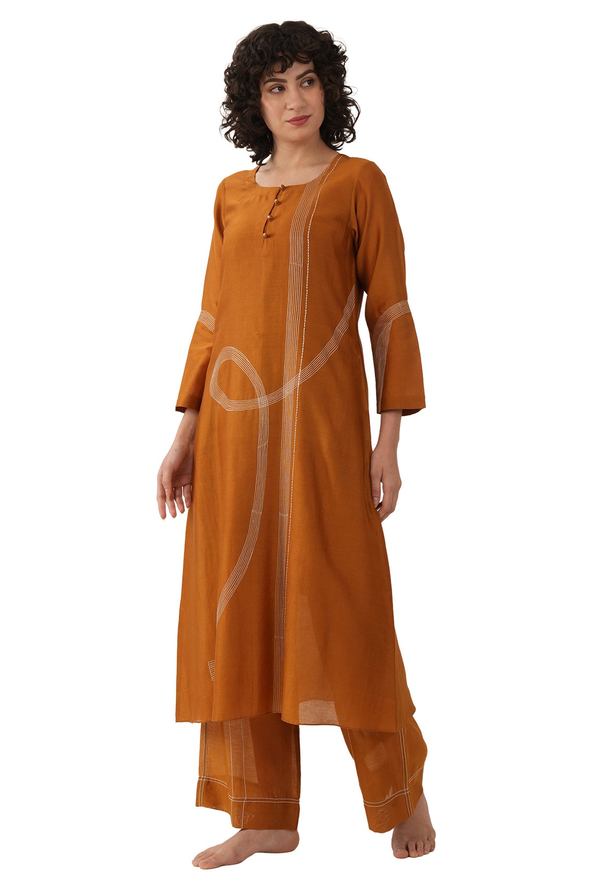 Rust Chawal Taka Kurta & Pants