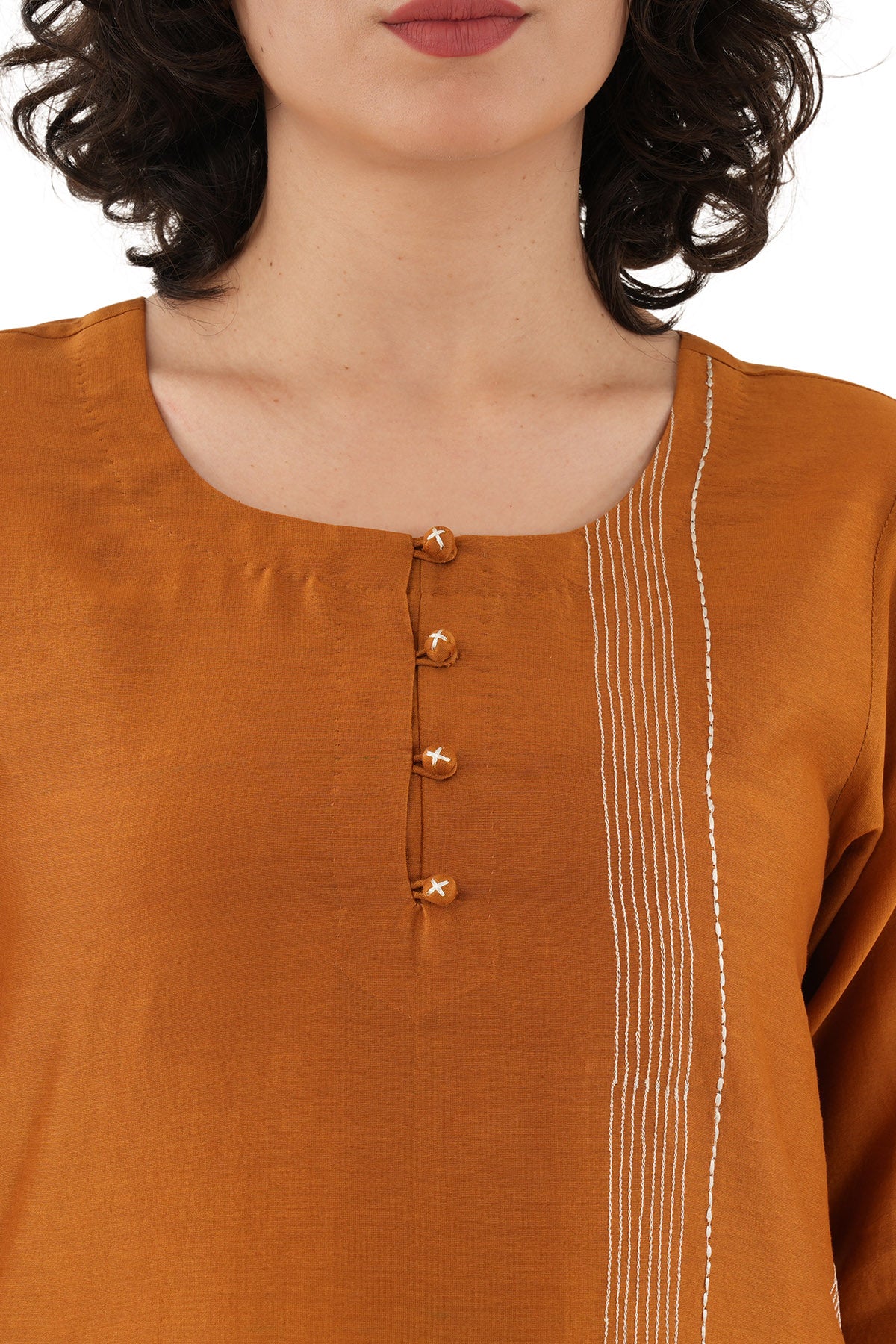 Rust Chawal Takka Midi Dress