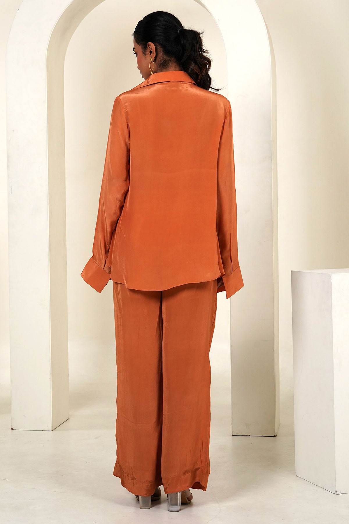 Rust Cowl Neck Shirt & Pants