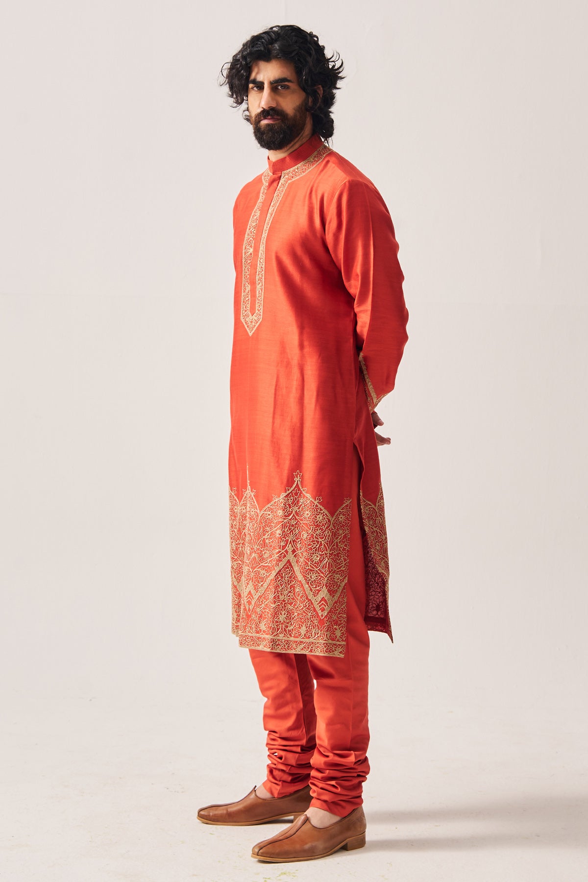Rust Dori Embroidered Kurta Set