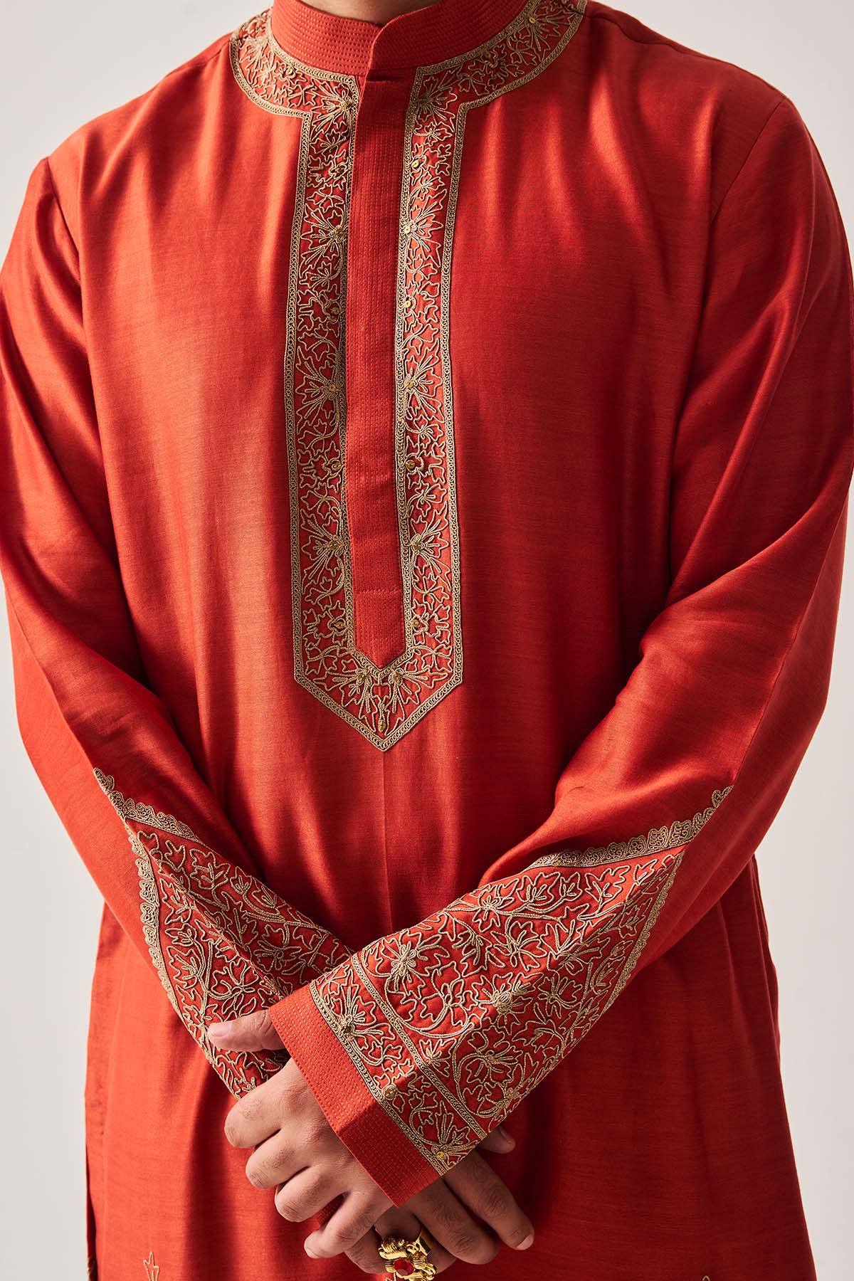 Rust Dori Embroidered Kurta Set