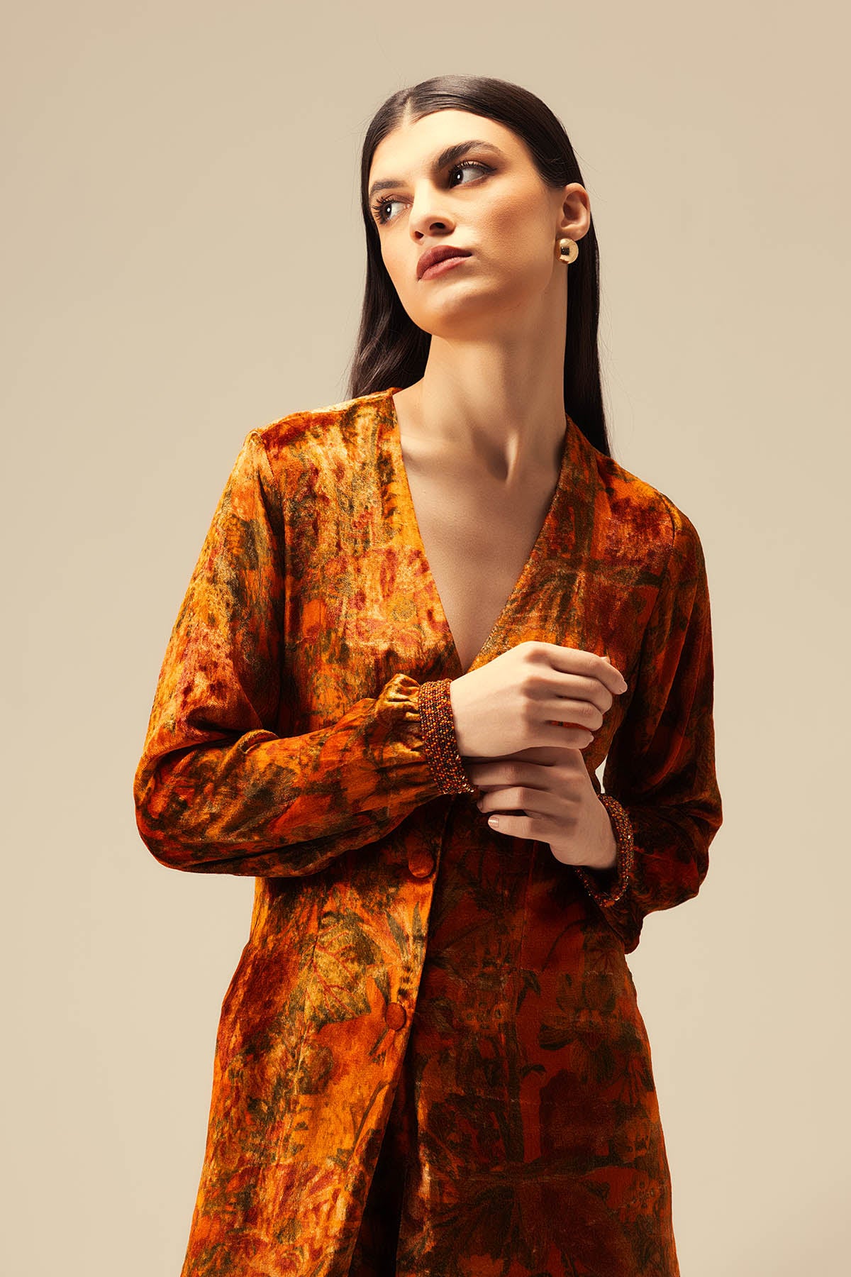 Rust Embellished Tunic & Pants