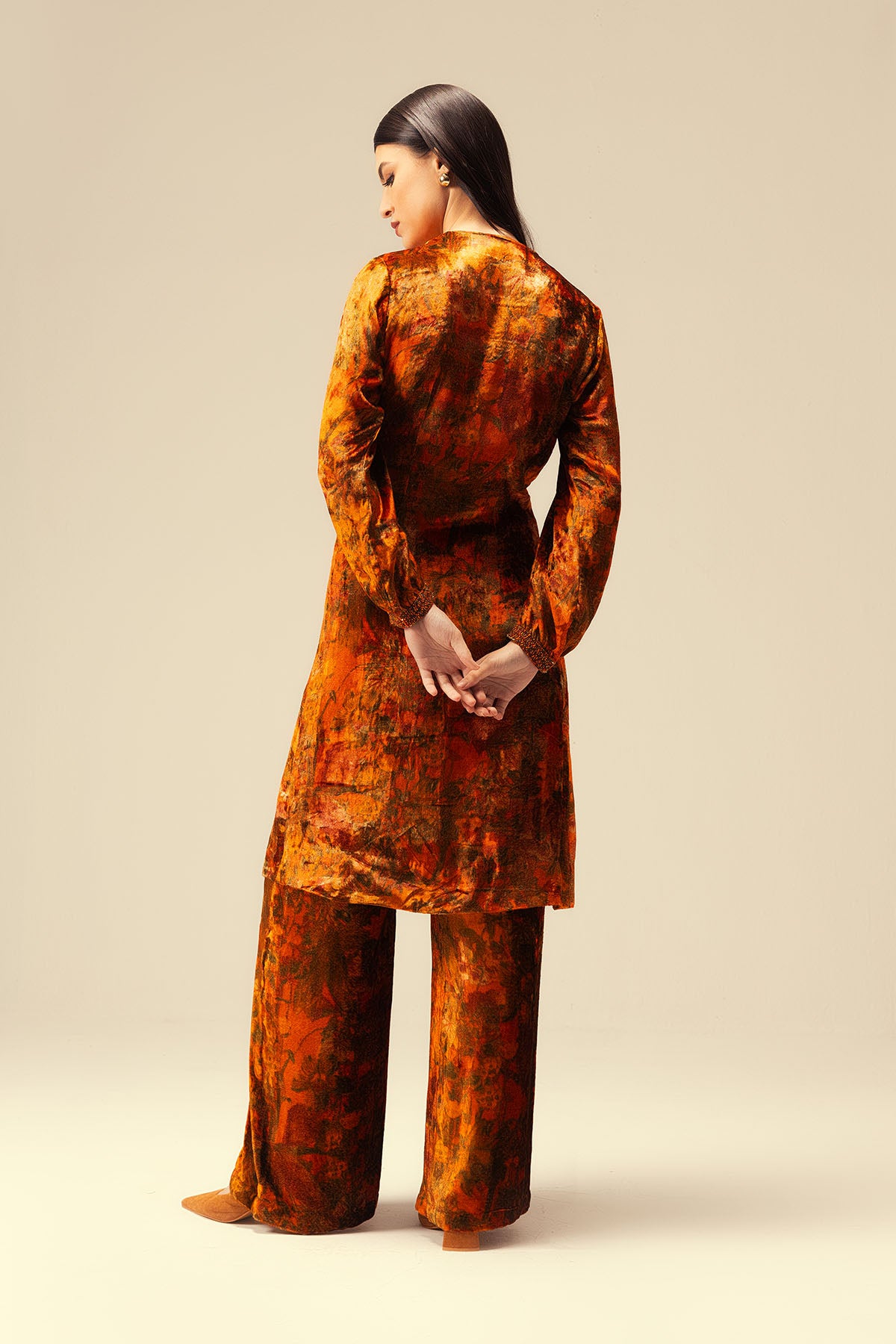 Rust Embellished Tunic & Pants