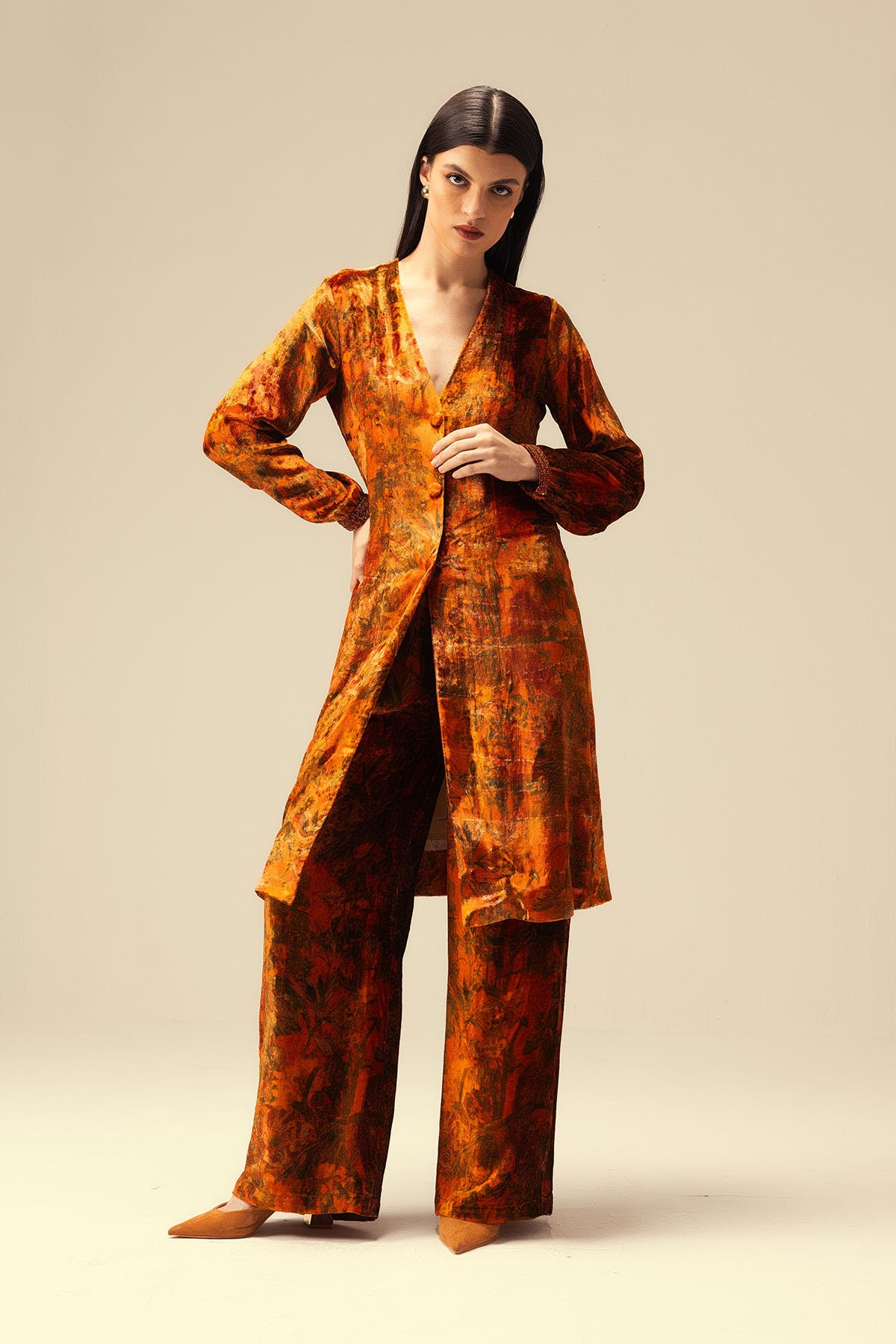 Buy Rust Embellished Tunic & Pants by Reena Sharma for women online at ScrollnShops