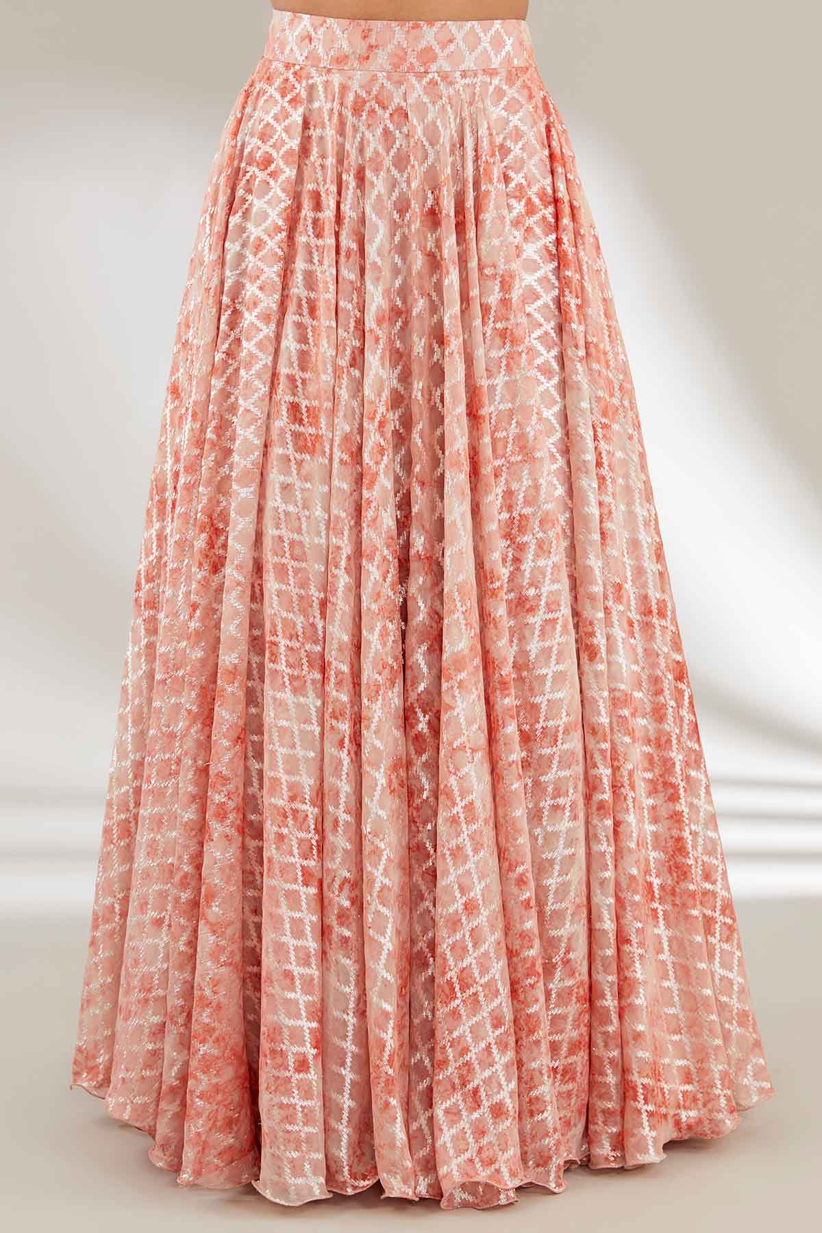 Rust Embroidered Lehenga Set