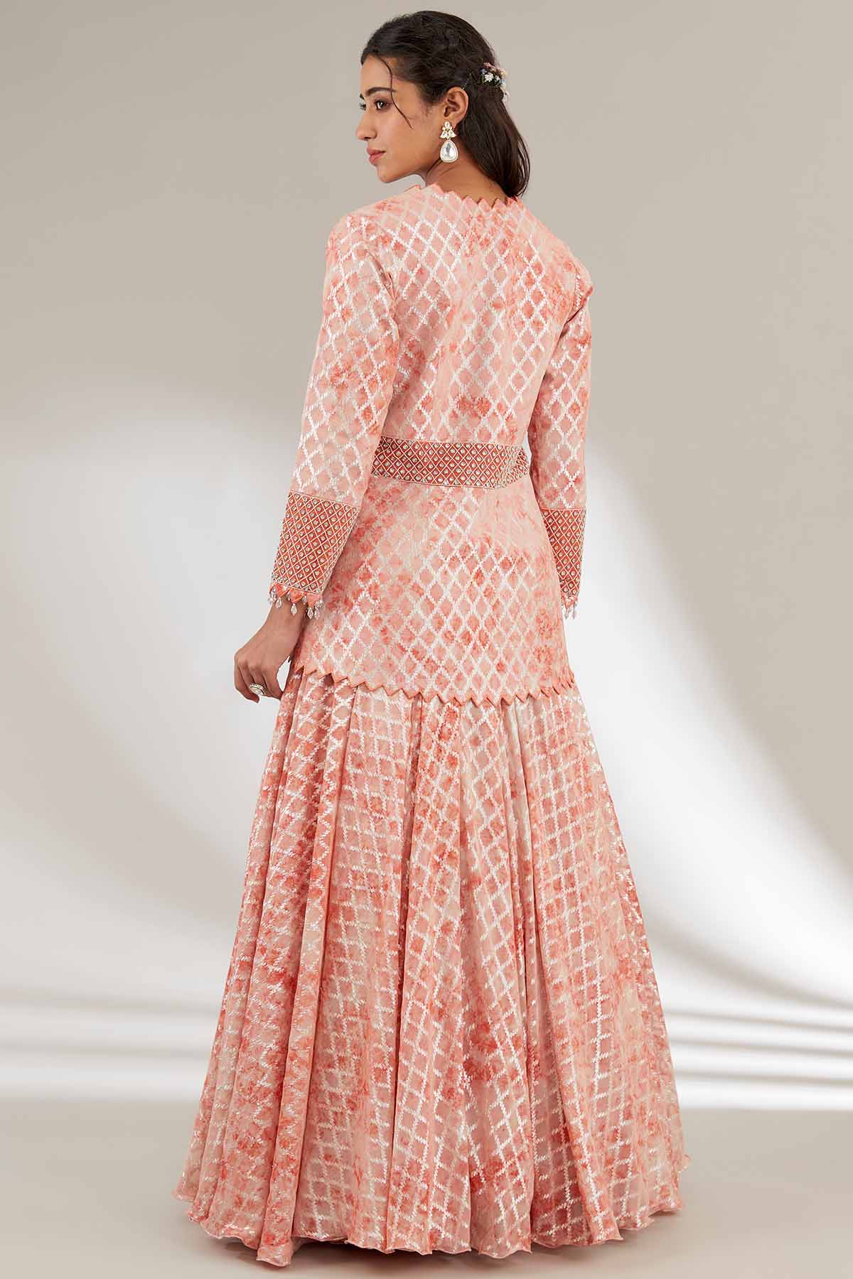 Rust Embroidered Lehenga Set