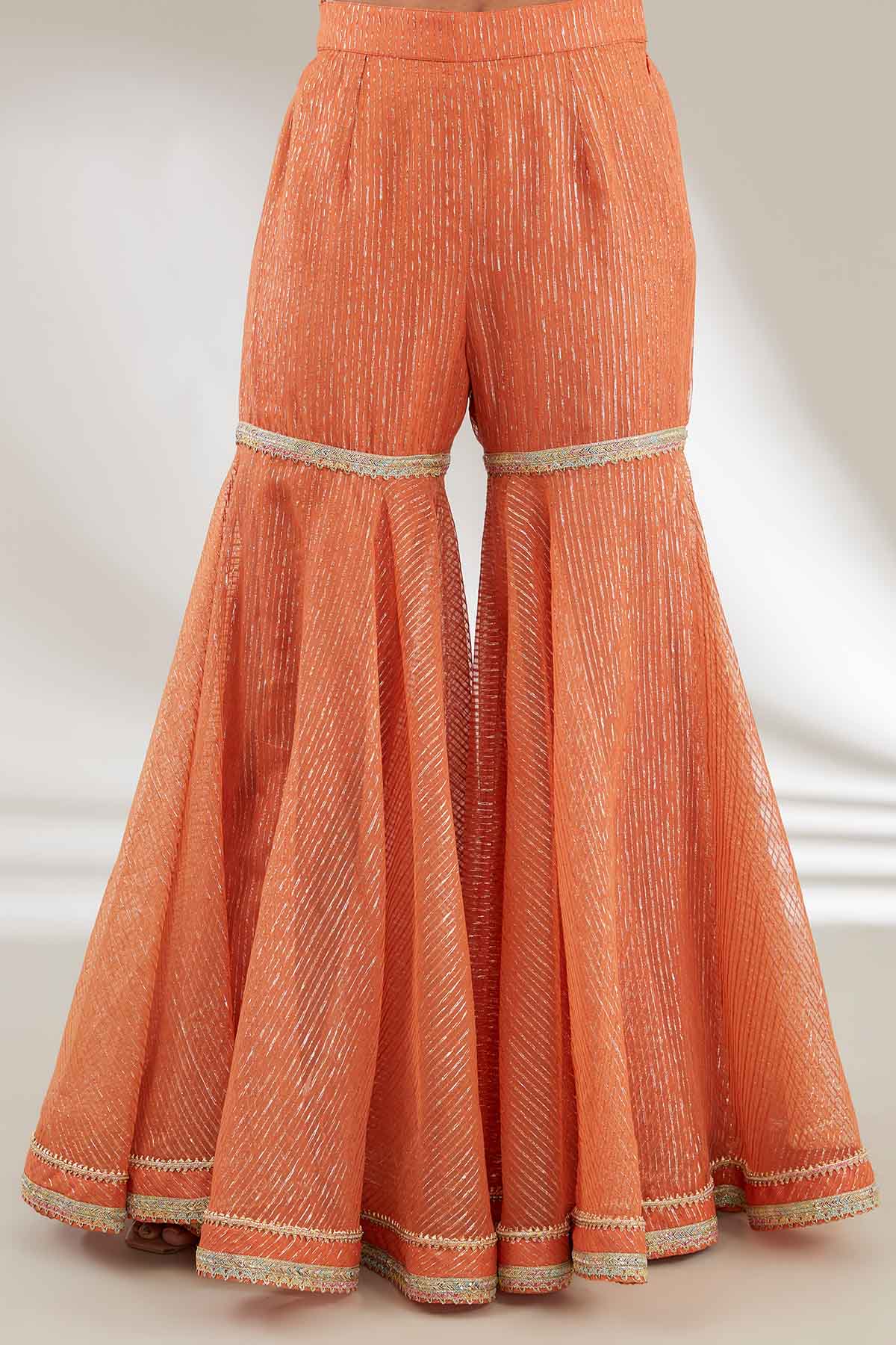 Rust Embroidered Yoke Garara Set