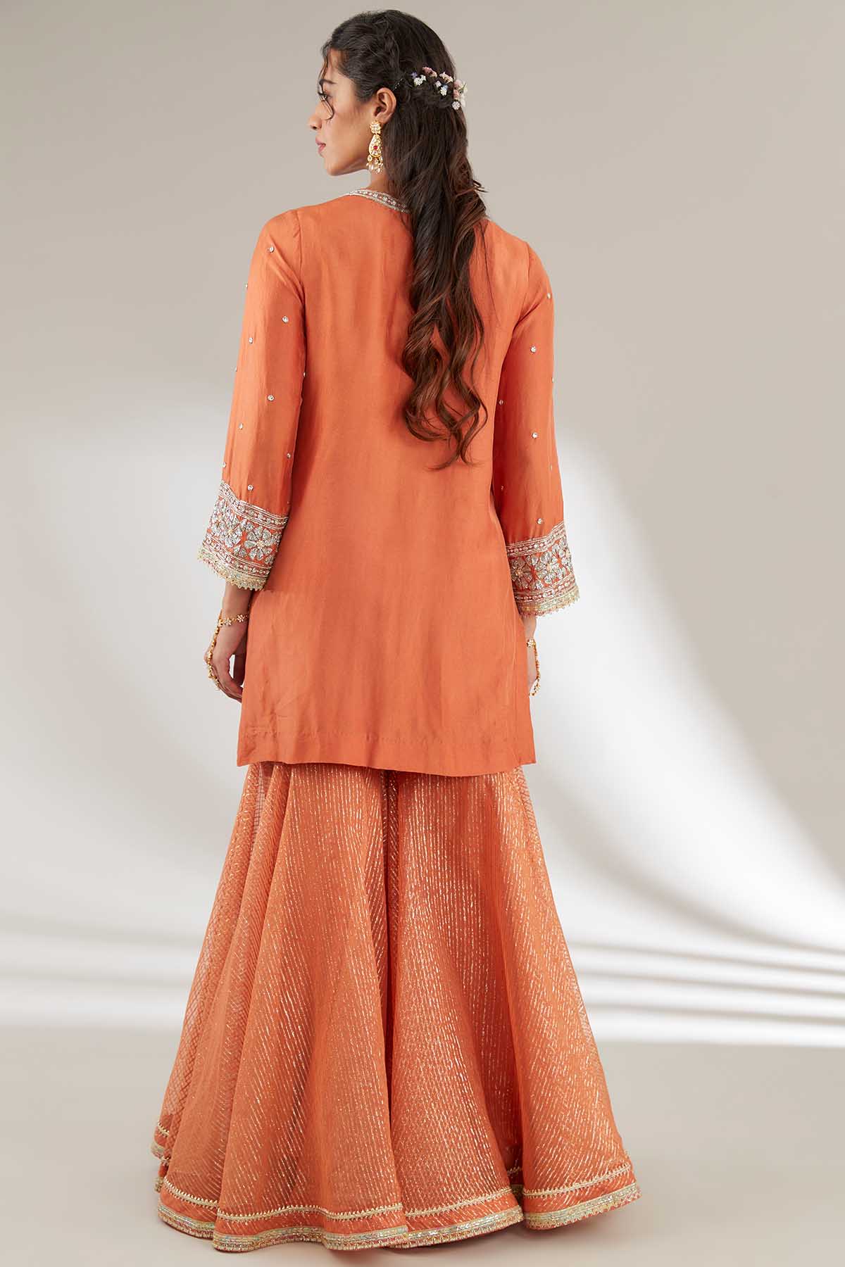 Rust Embroidered Yoke Garara Set