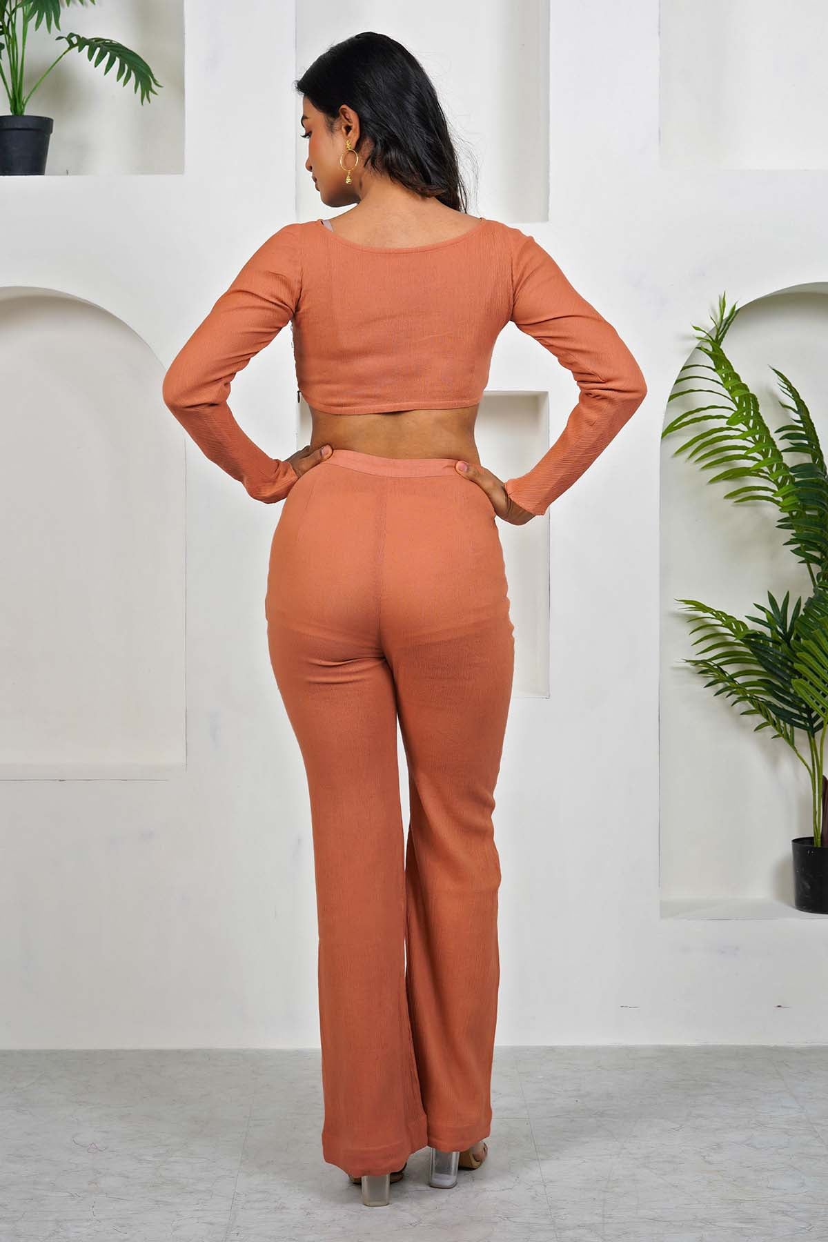 Rust Gathered Crop Top & Pants