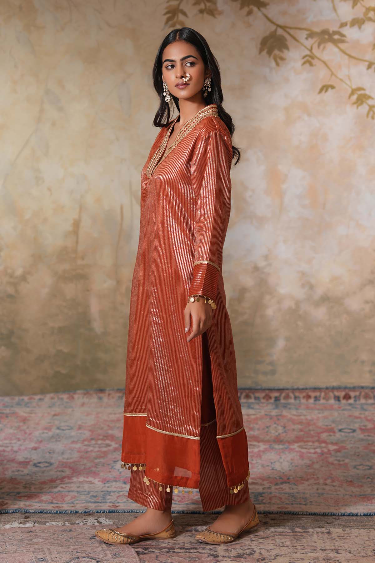Rust Gota Embellished Kurta