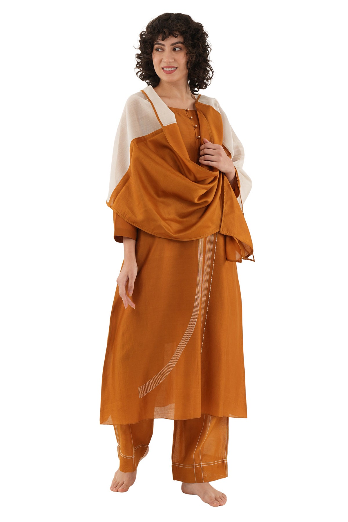 Rust Hand Embroidery Kurta Set