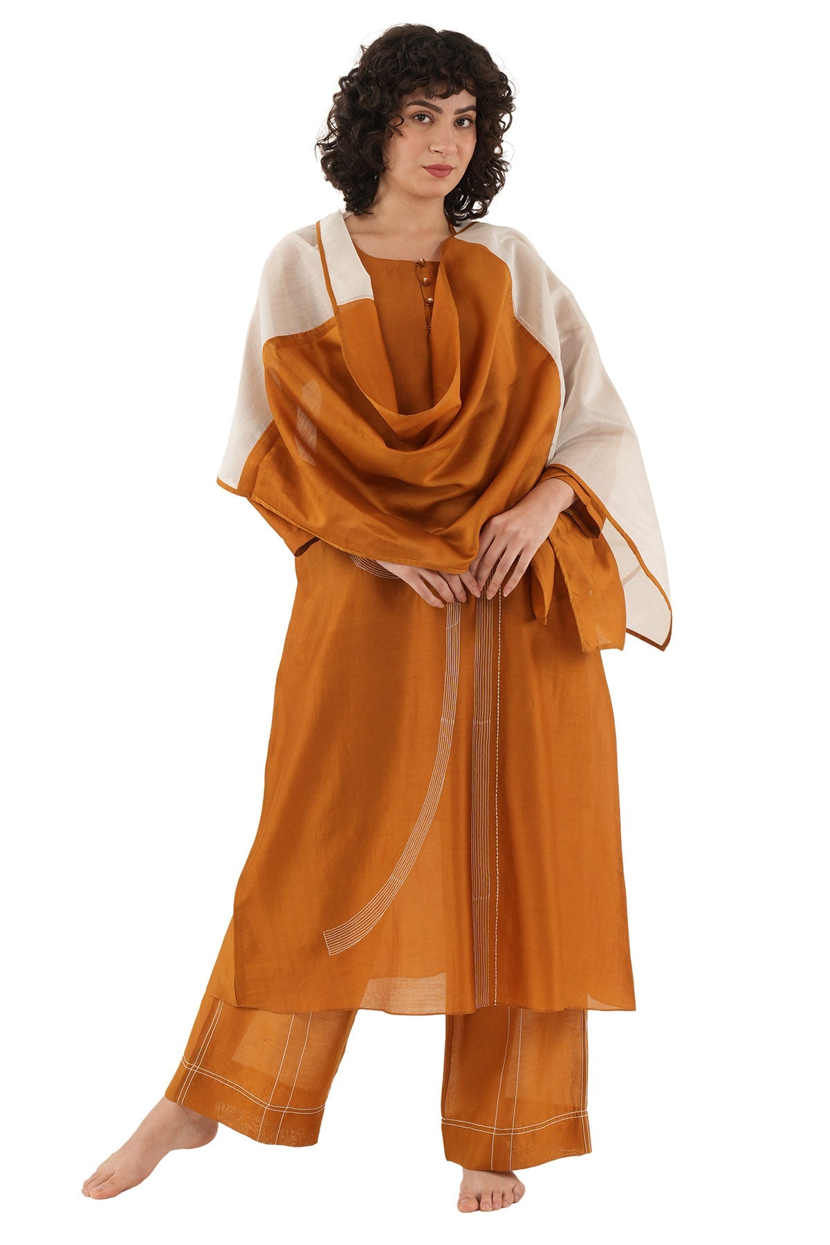 Buy Rust Hand Embroidery Kurta Set for women by Khat Clothing online available at scrollnshops