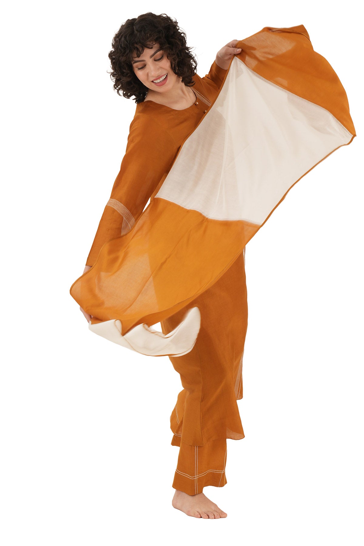 Rust Hand Embroidery Kurta Set